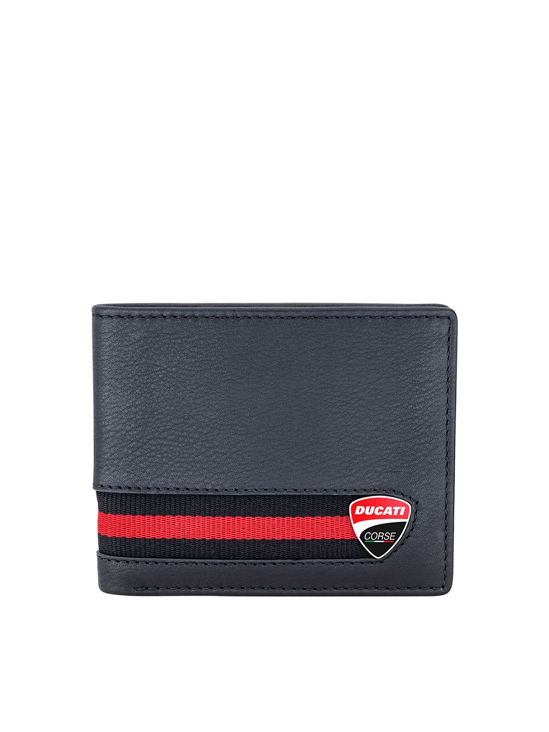 Buy DUCATI CORSE Men Black & Red Leather Two Fold Wallet - Wallets for ...