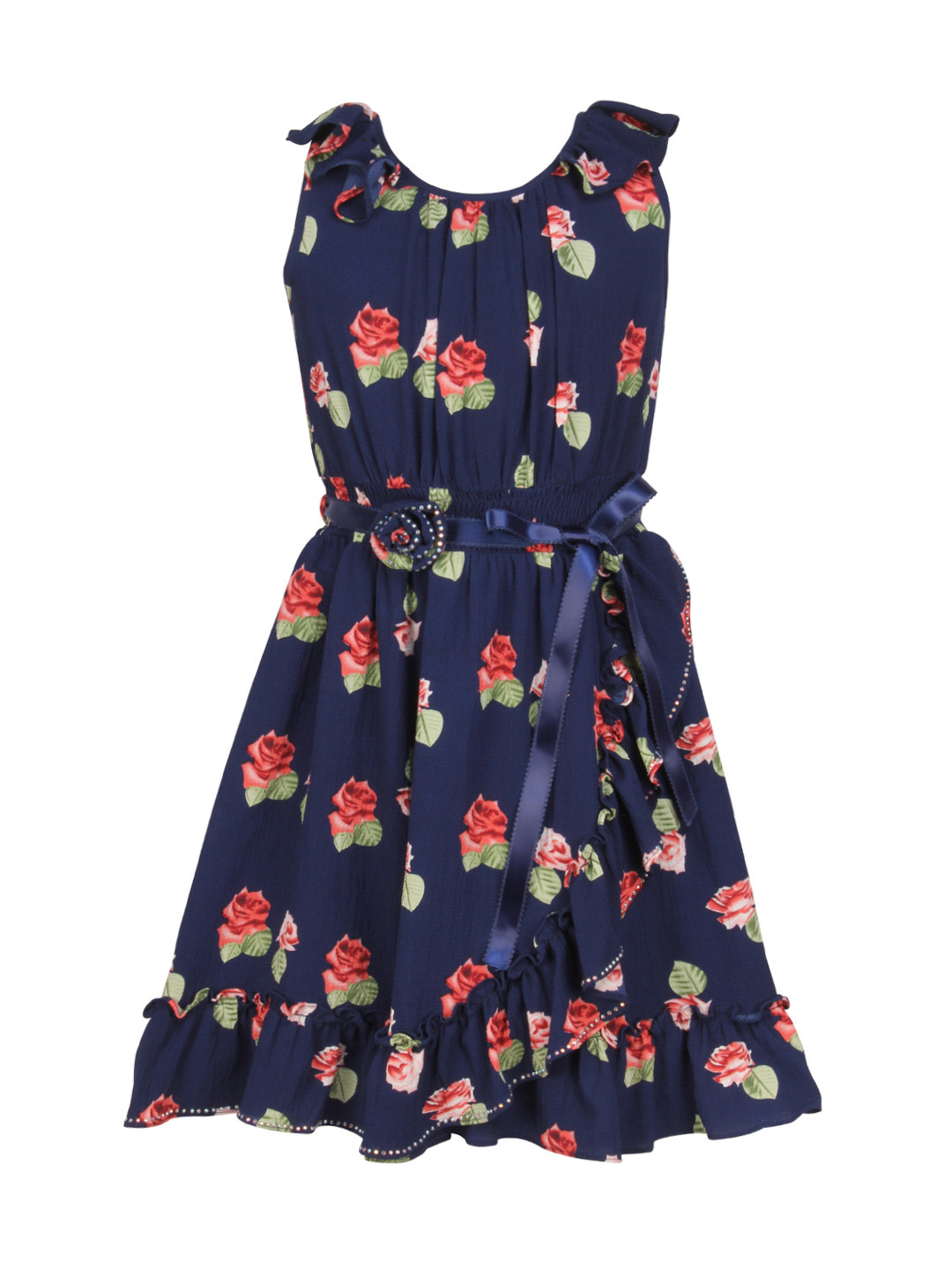 Buy CUTECUMBER Girls Navy Floral Print A Line Dress Dresses for Girls
