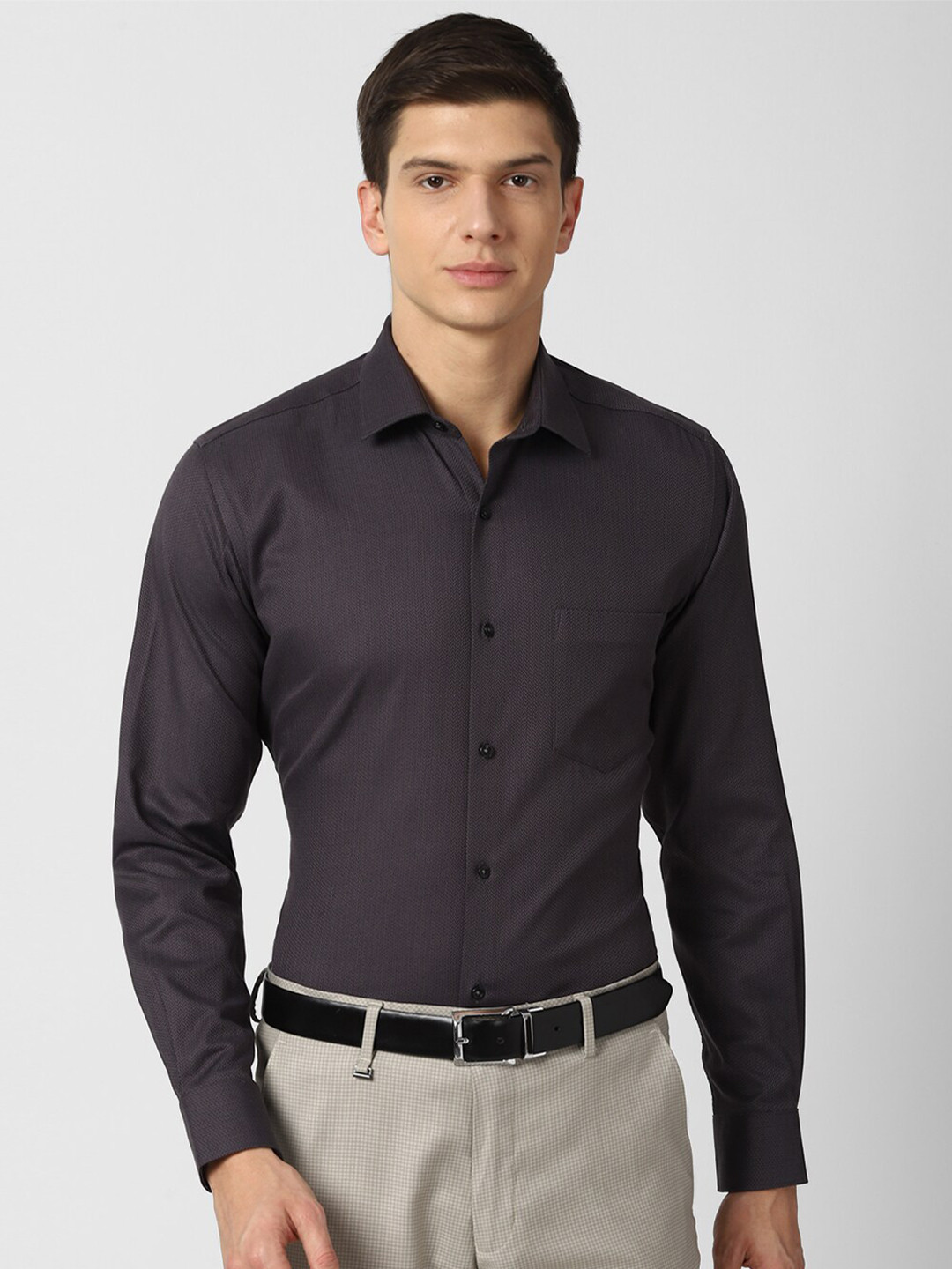 Buy Van Heusen Men Grey Pure Cotton Formal Shirt Shirts for Men