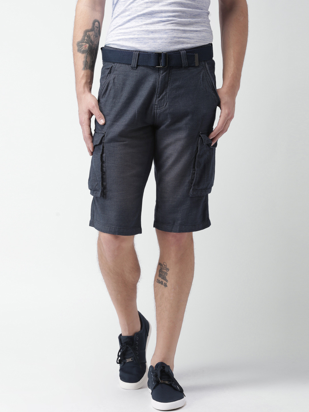 Buy Celio Men Blue Solid Cargo Shorts Shorts for Men 1768173 Myntra
