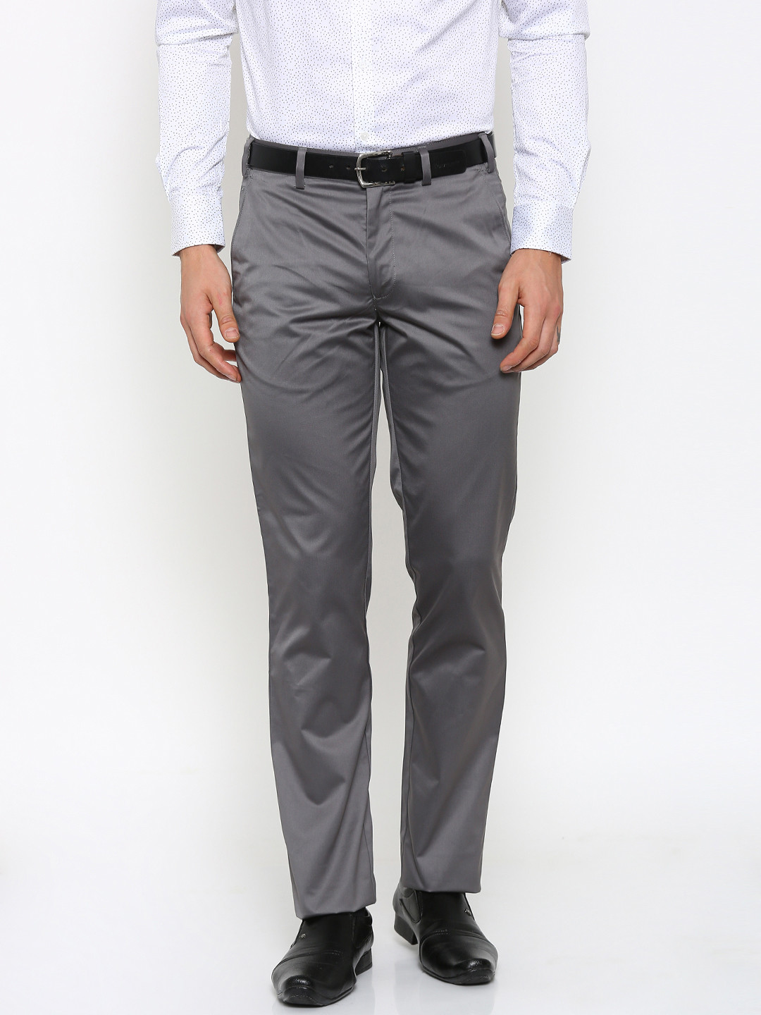 Buy Park Avenue Men Grey Super Slim Fit Formal Trousers - Trousers for ...