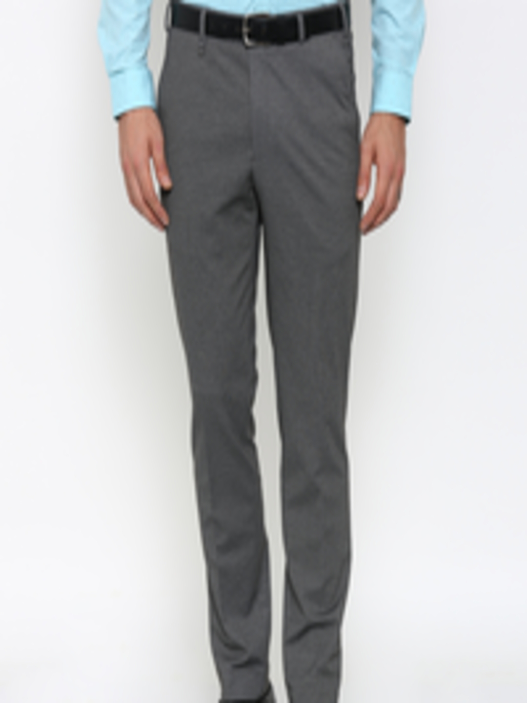 Buy Park Avenue Men Grey Self Design Neo Fit Formal Trousers - Trousers ...