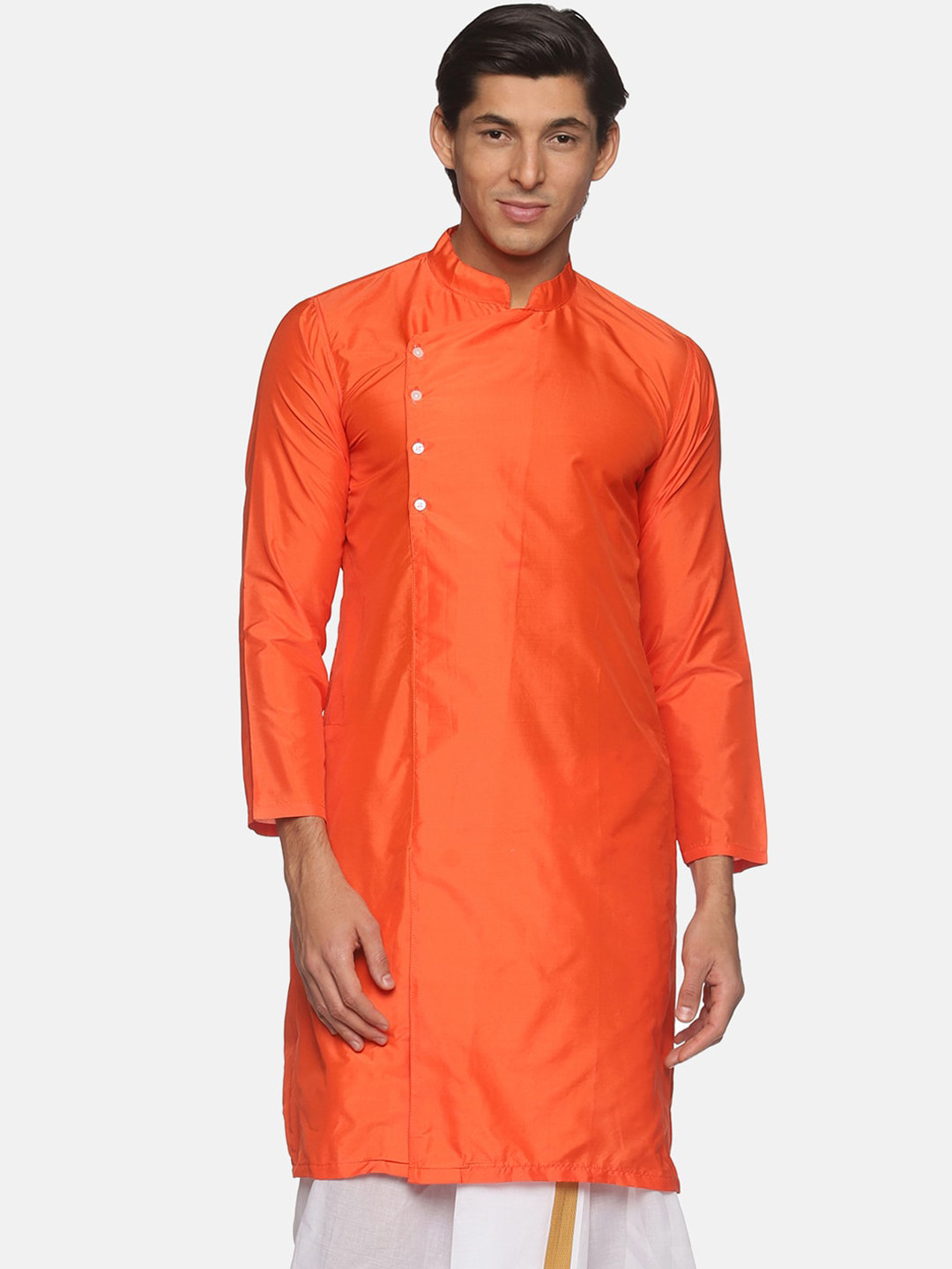 Buy Sethukrishna Men Orange Handloom Kurta Kurtas for Men 17684034