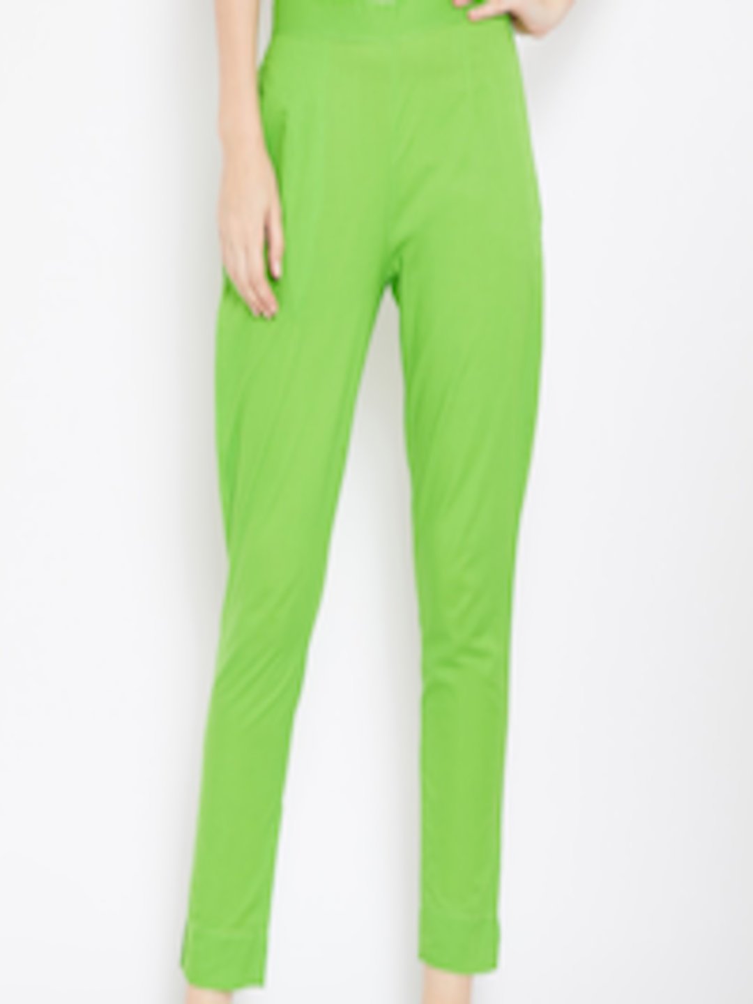Buy Aujjessa Women Lime Green Solid Smart Trousers - Trousers for Women ...