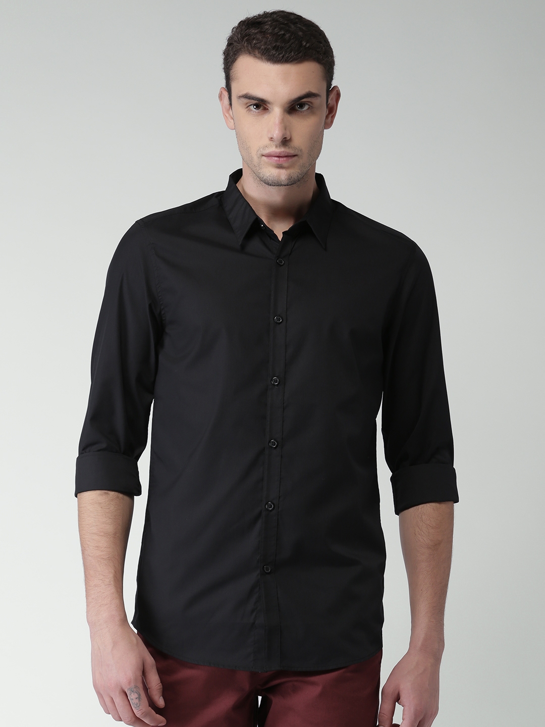 Buy FOREVER 21 Men Black Solid Casual Shirt - Shirts for Men 1768828 ...
