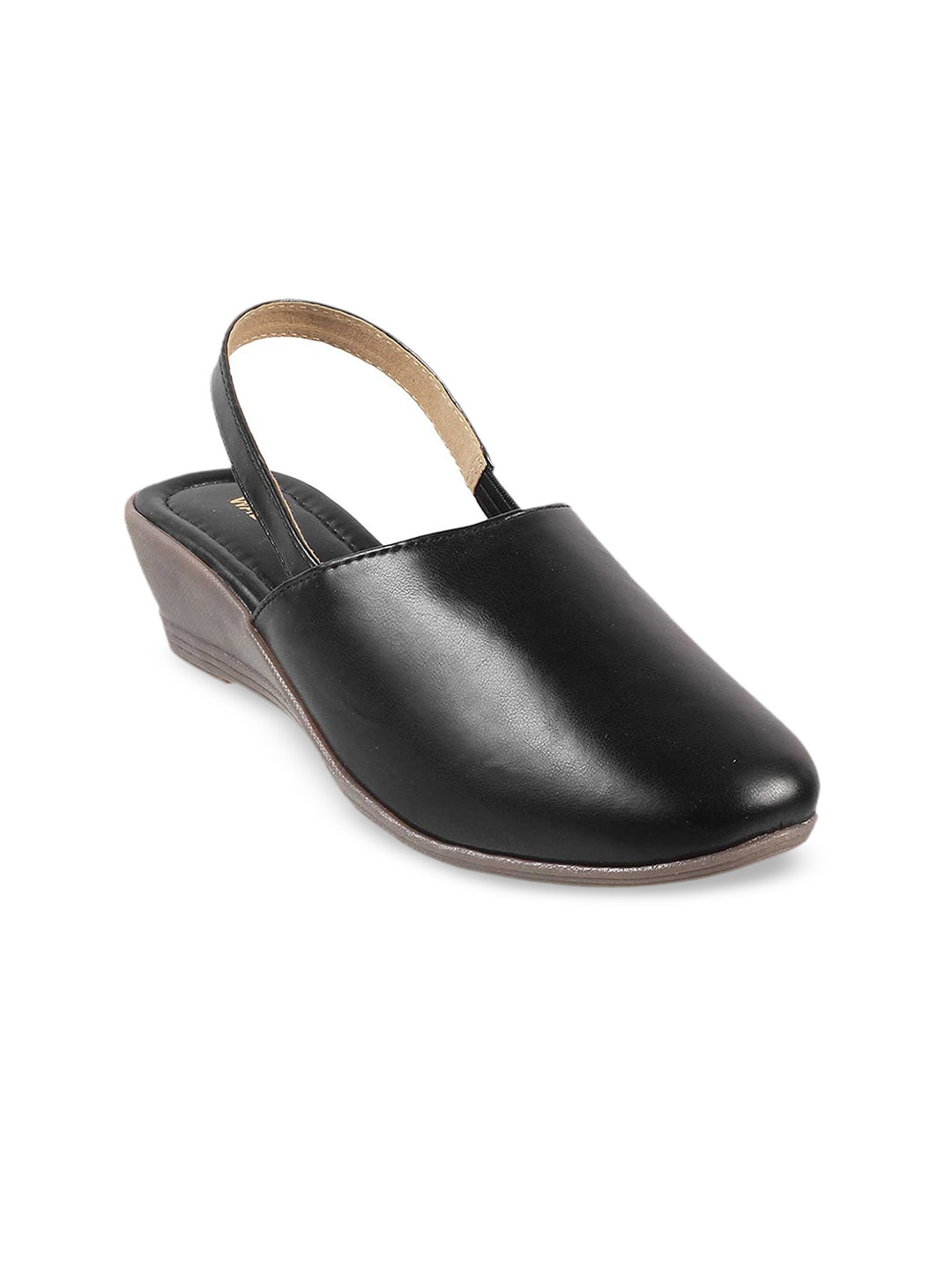 Buy WALKWAY By Metro Women Black Solid Wedge Mules Heels for Women