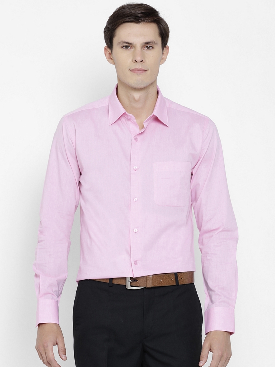Buy Raymond Men Pink Slim Fit Solid Formal Shirt - Shirts for Men ...