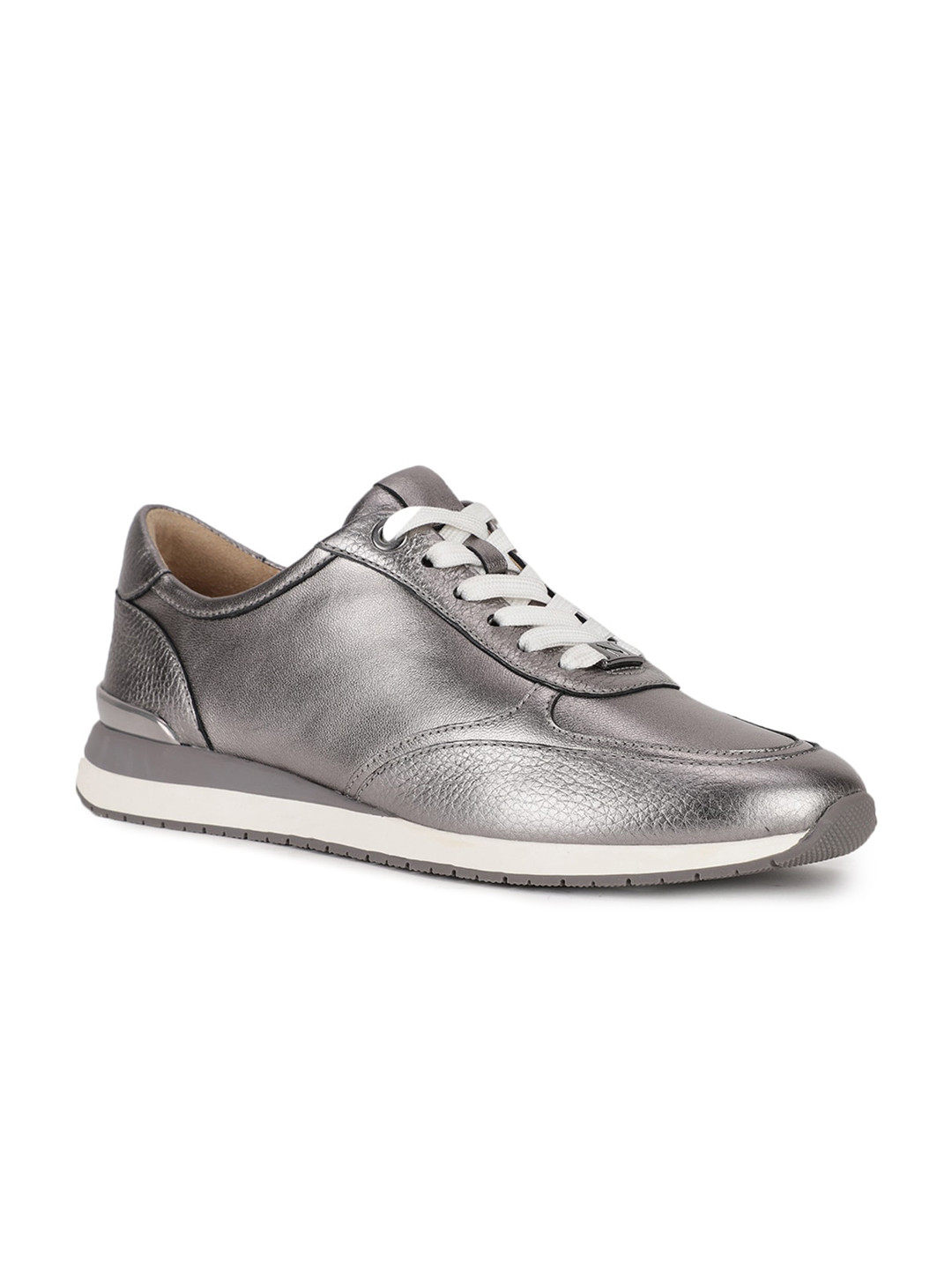 Buy Naturalizer Women Silver Toned Textured Leather Sneakers Casual