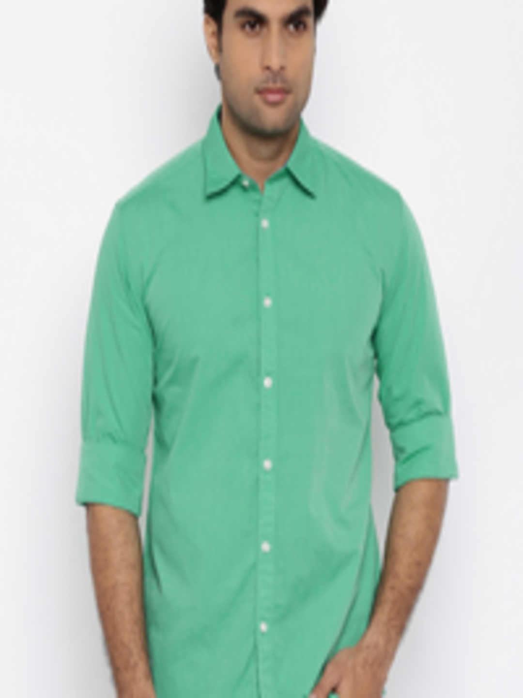 Buy Parx Men Green Solid Slim Fit Casual Shirt - Shirts for Men 1769265 ...