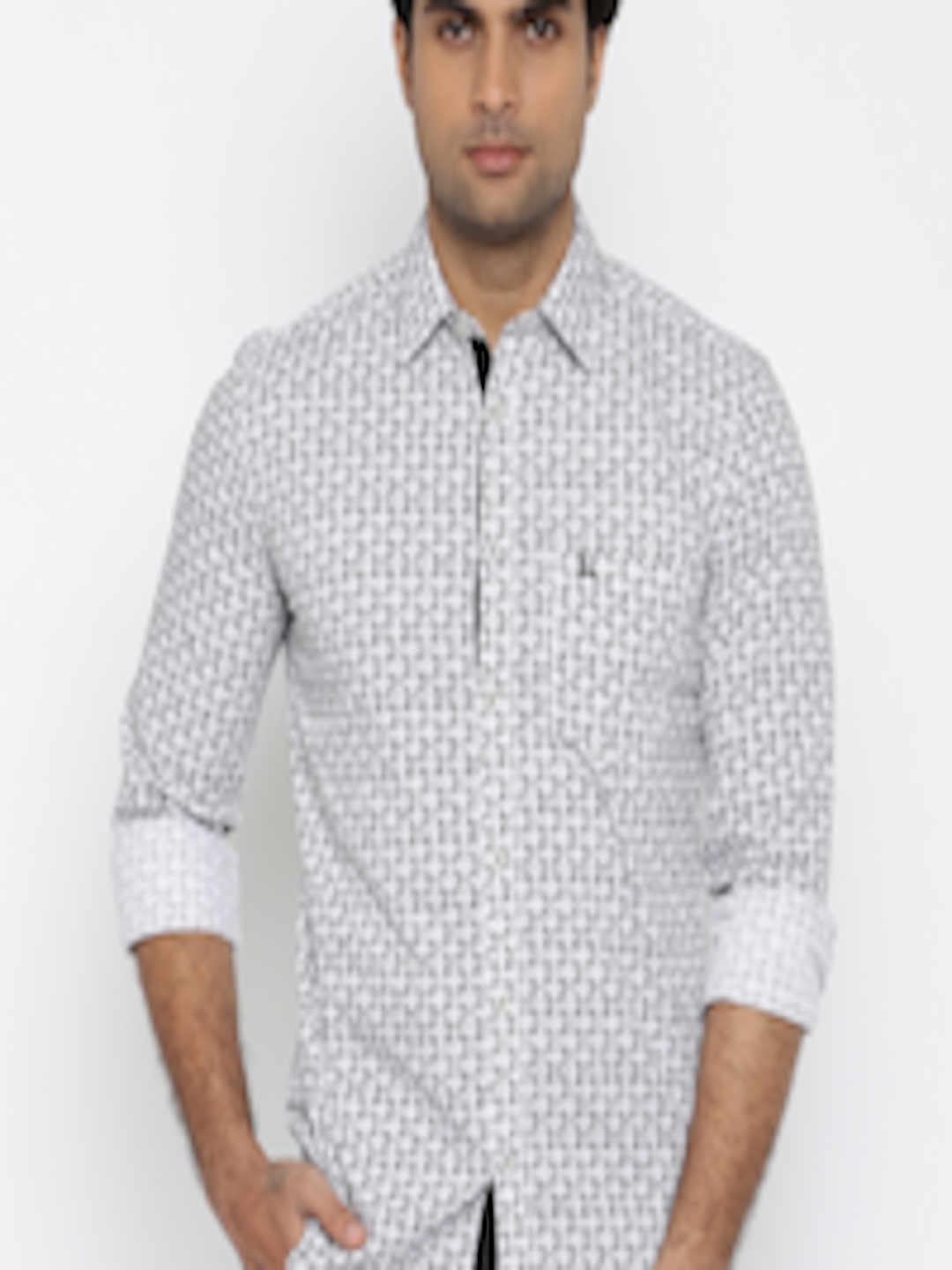 Buy Parx Men Black & White Slim Fit Printed Casual Shirt - Shirts for ...