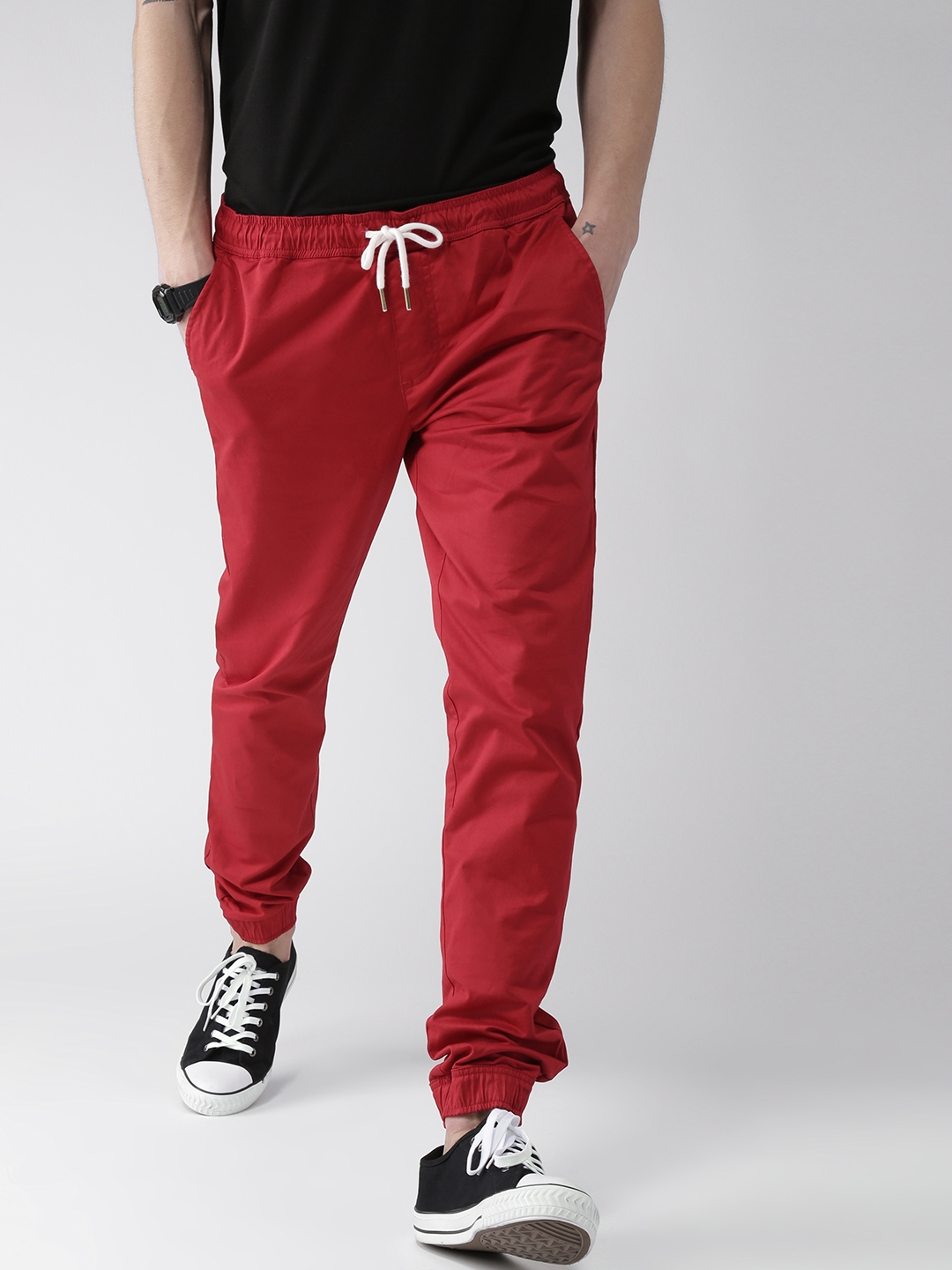blue and red joggers
