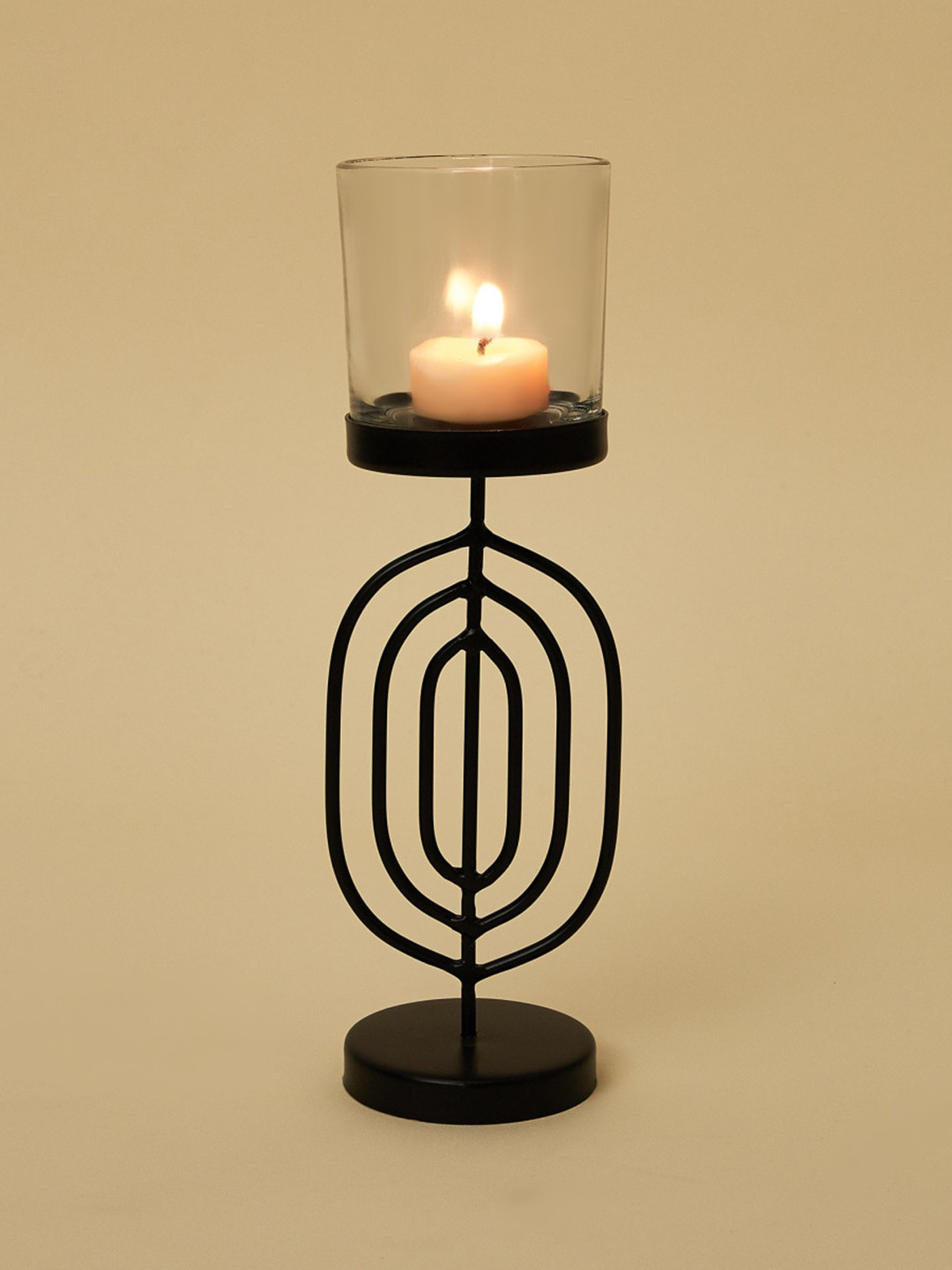 Buy Home Centre Black Solid Round Metal Candle Holder Candle Holders