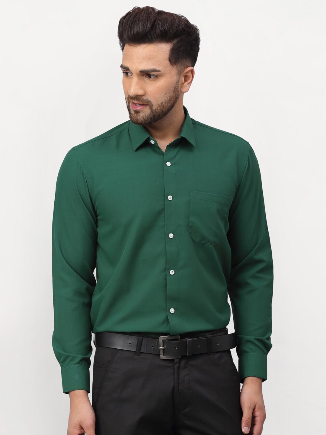 Buy JAINISH Men Green Standard Pure Cotton Formal Shirt - Shirts for ...