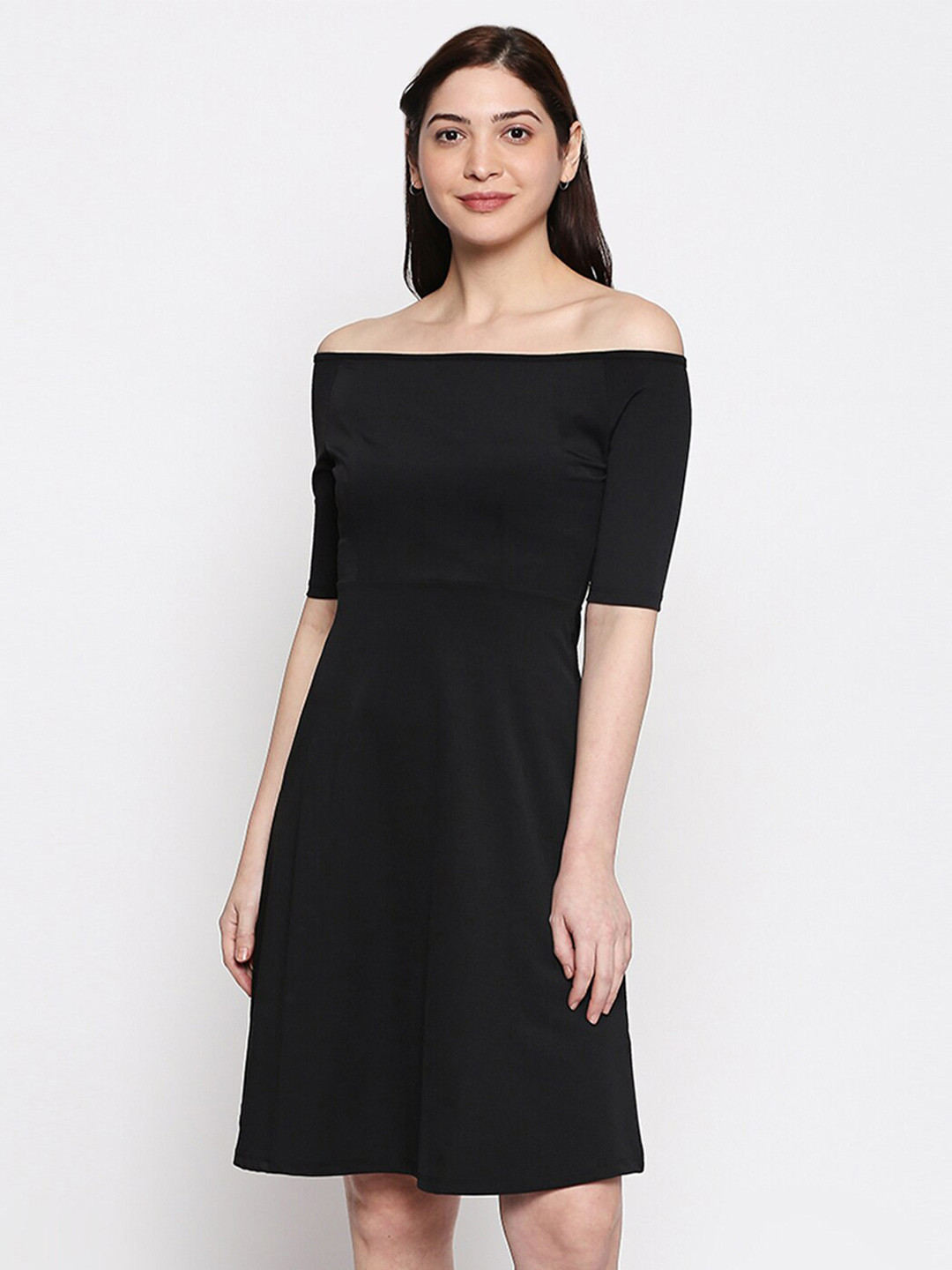 Buy People Women Black Solid Off Shoulder Dress Dresses for Women