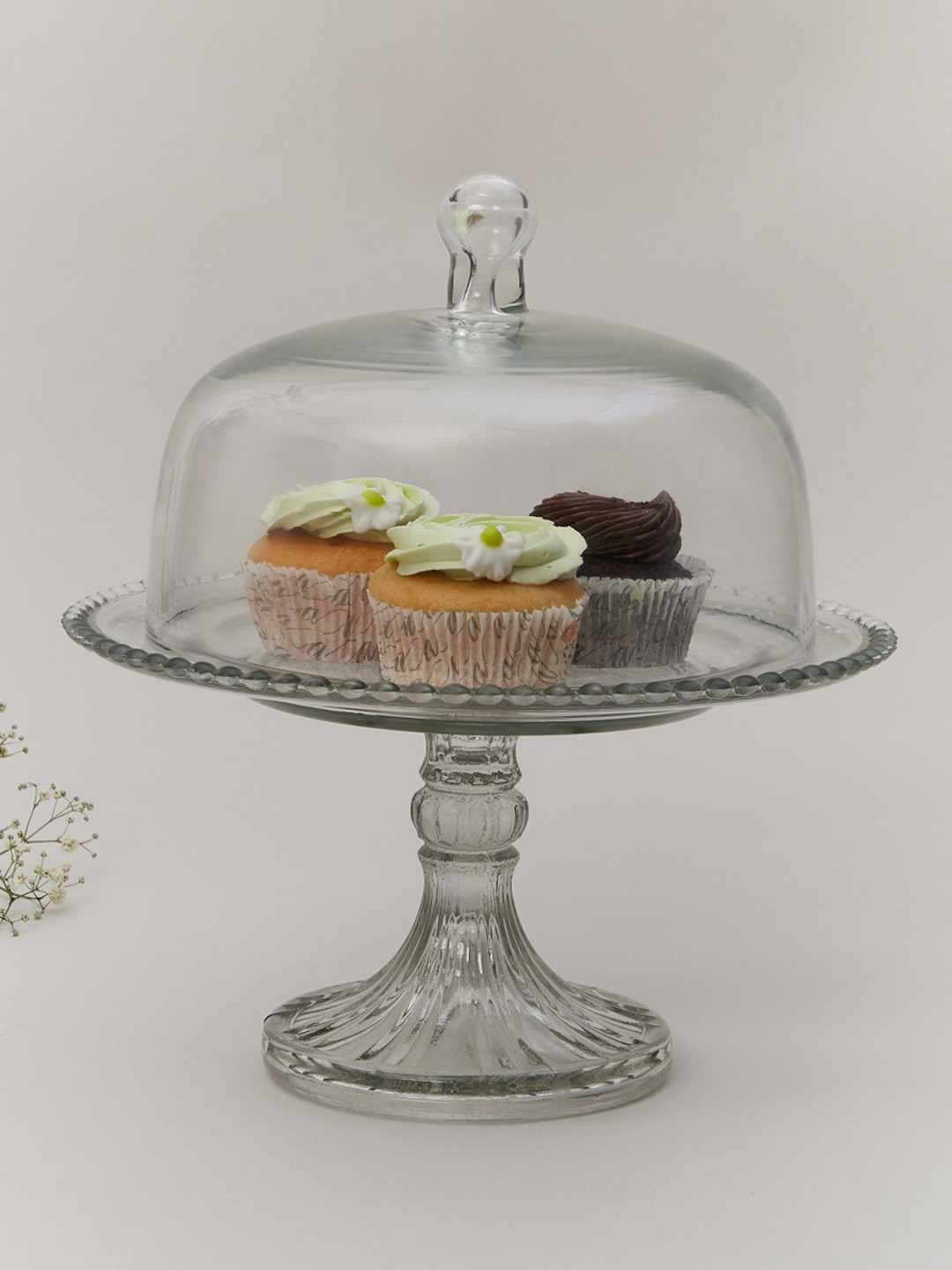 Buy Home Centre Transparent Solid Glass Cake Stand Serveware for
