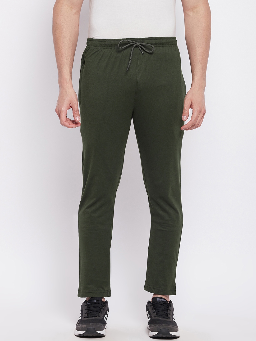 Buy NEVA Men Olive Green Solid Regular Fit Cotton Track Pant - Track ...
