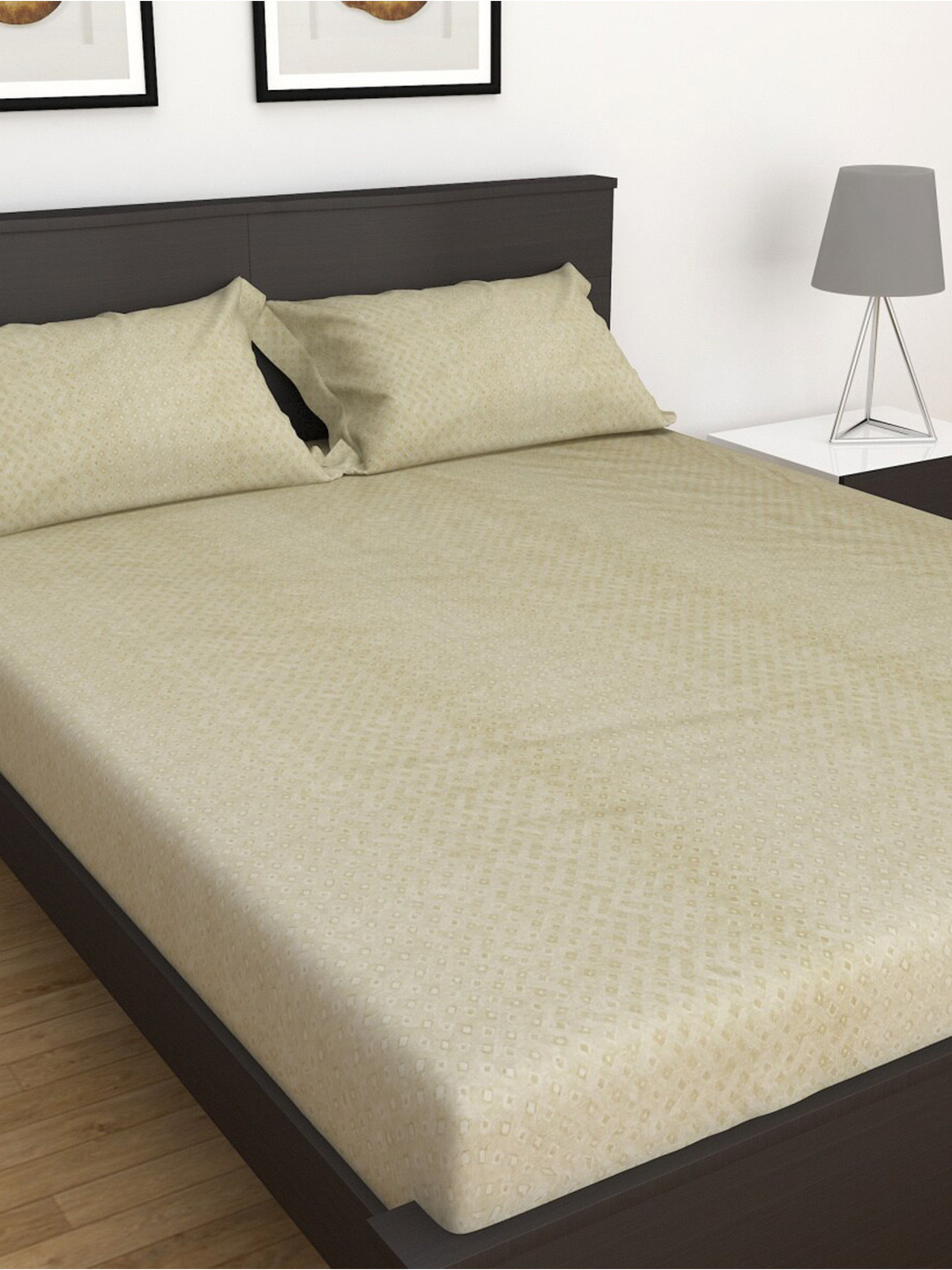 Buy Home Centre Beige My Bedding 3 Piece Printed Cotton King Bedsheet