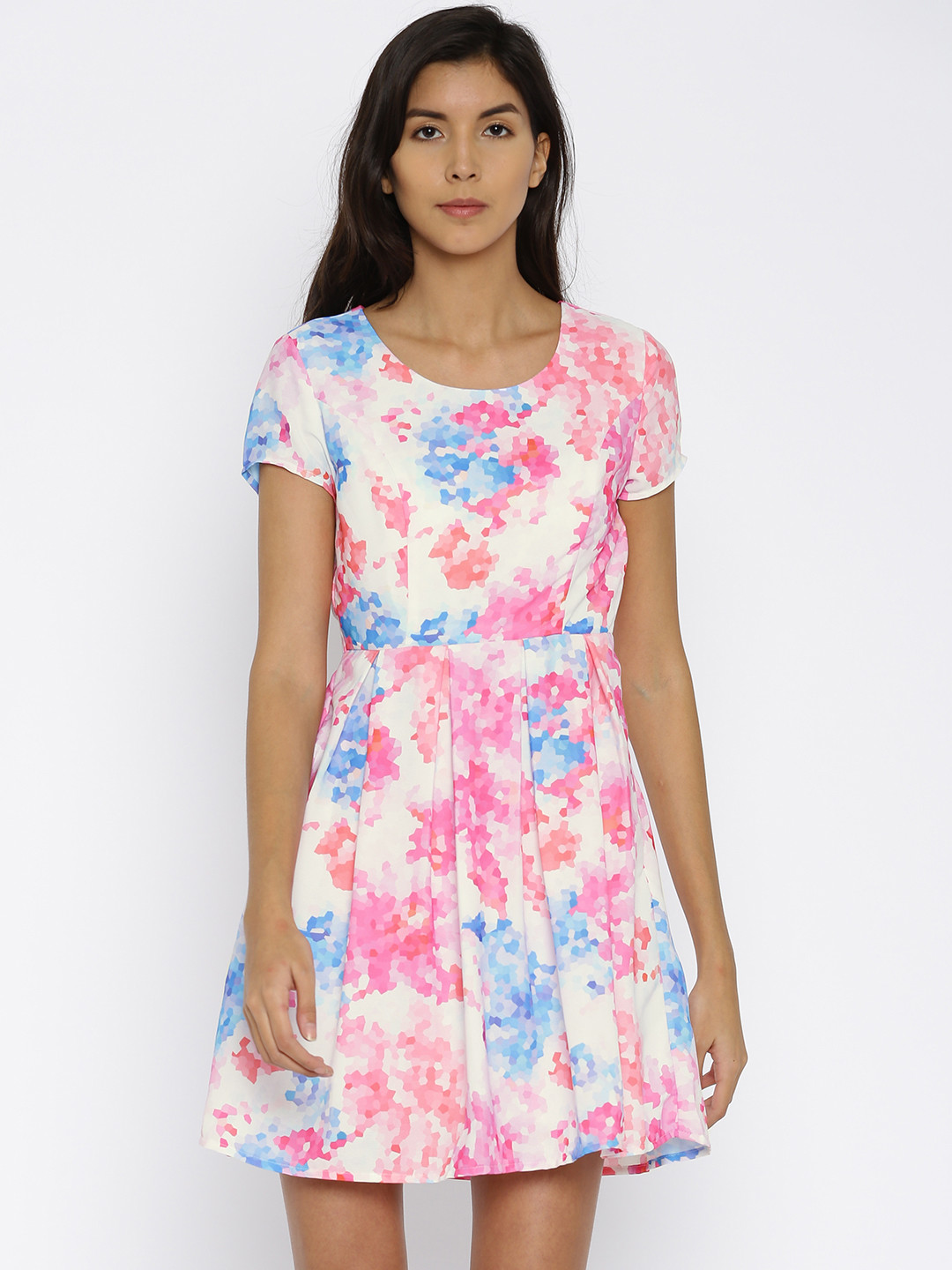 Buy CANDIES By Pantaloons Women White & Pink Printed Fit And Flare