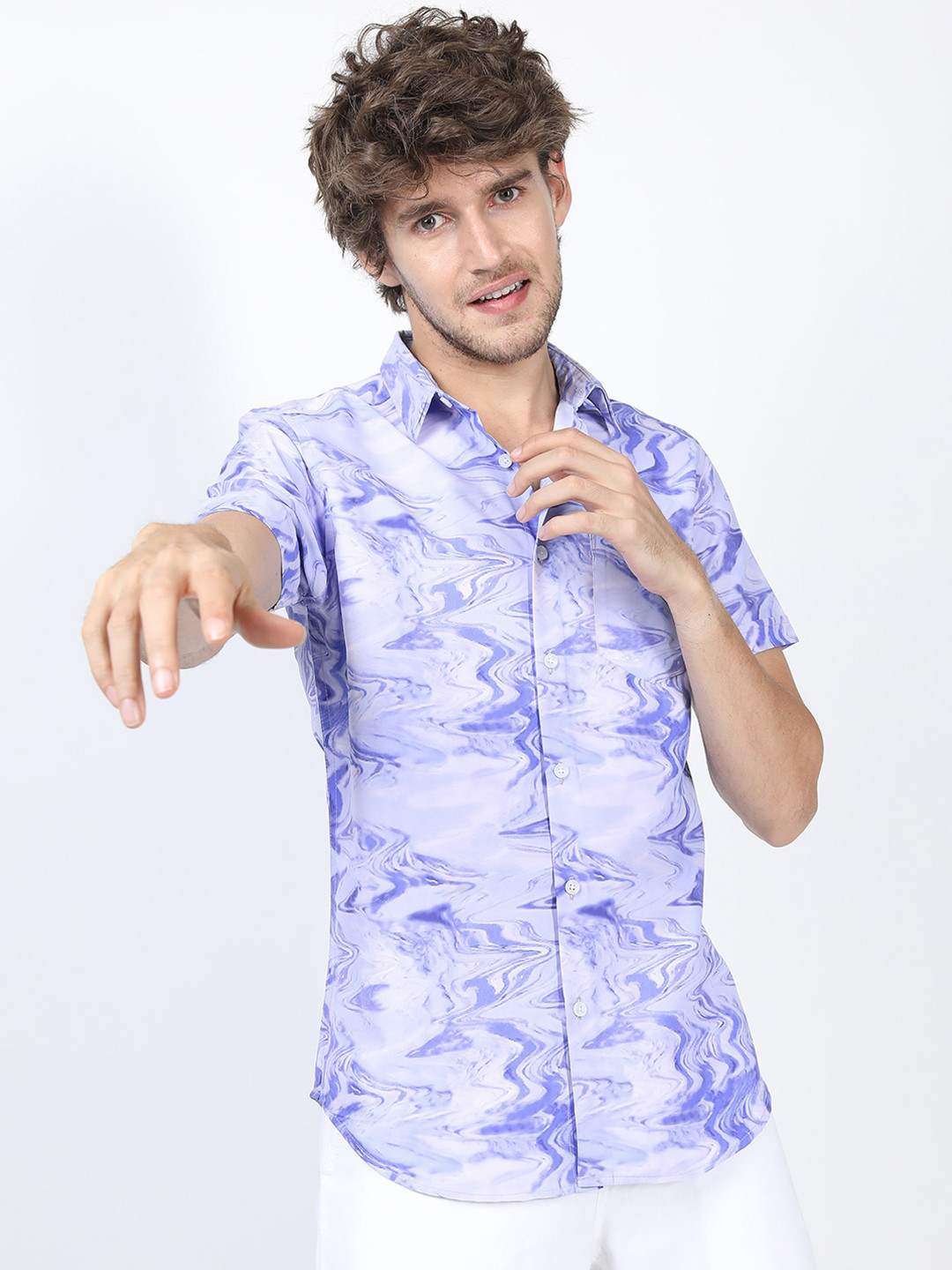 Buy HIGHLANDER Men Lavender Slim Fit Printed Casual Shirt Shirts for