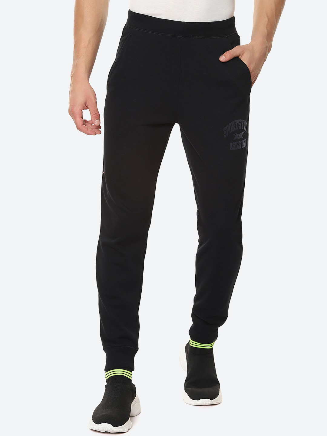 Buy ASICS Men Black Solid FRENCH TERRY Joggers Track Pants for Men