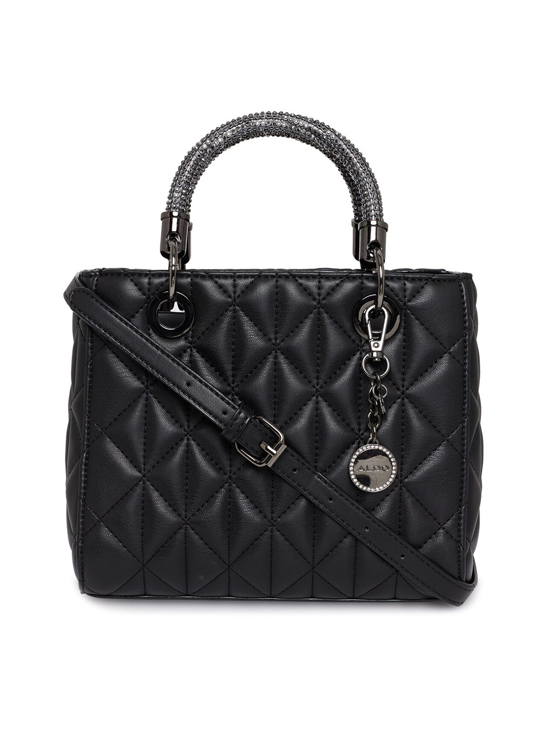 Buy ALDO Black Structured Handheld Bag With Quilted Handbags for