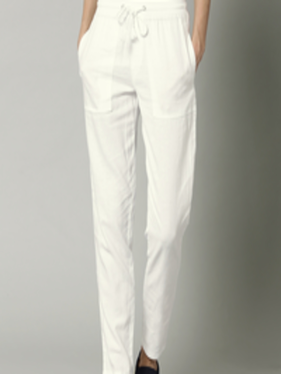 Buy Marks & Spencer Women White Peg Casual Trousers - Trousers for ...