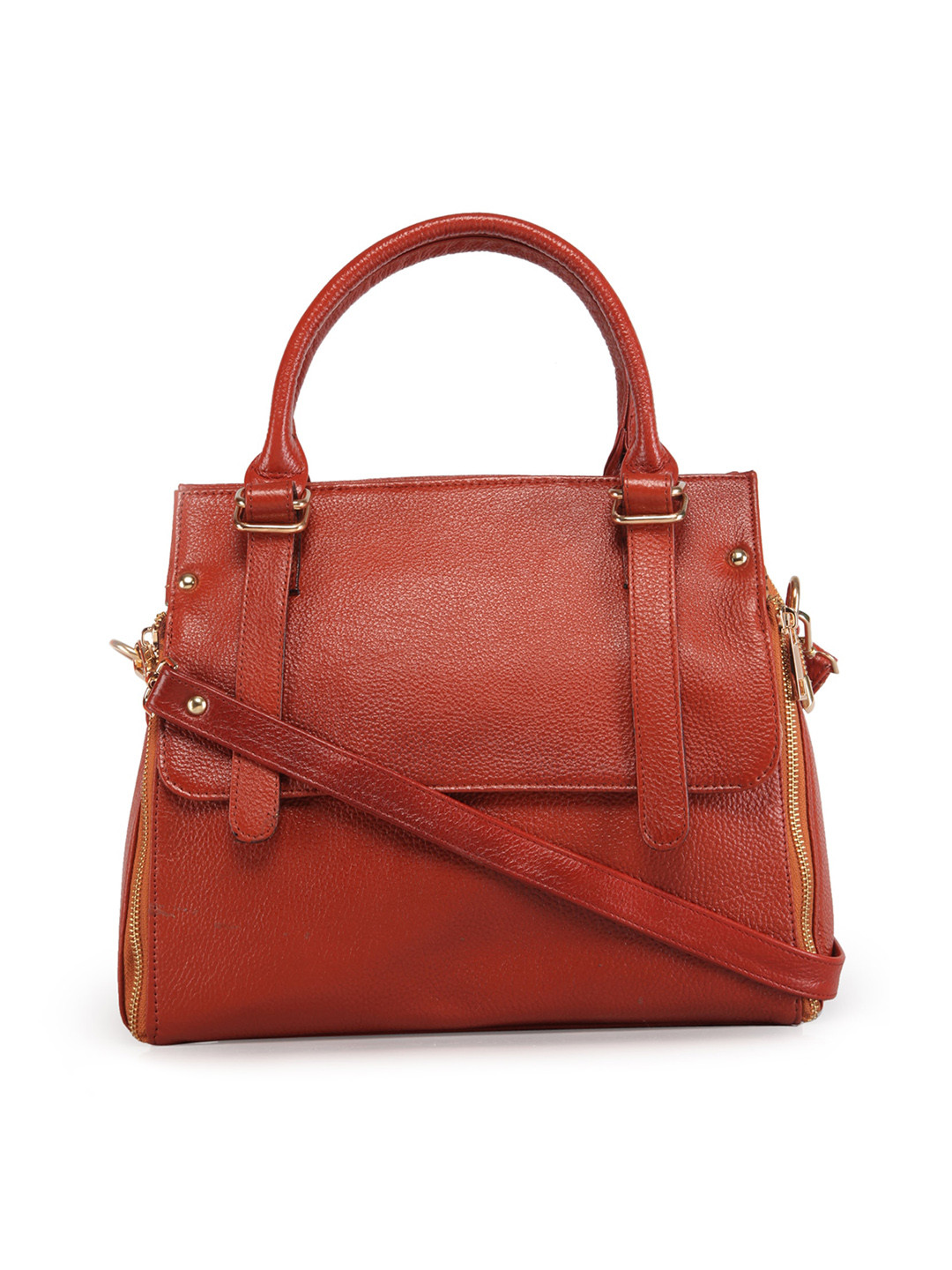 Buy GENWAYNE Tan Leather Structured Satchel Bag Handbags for Women