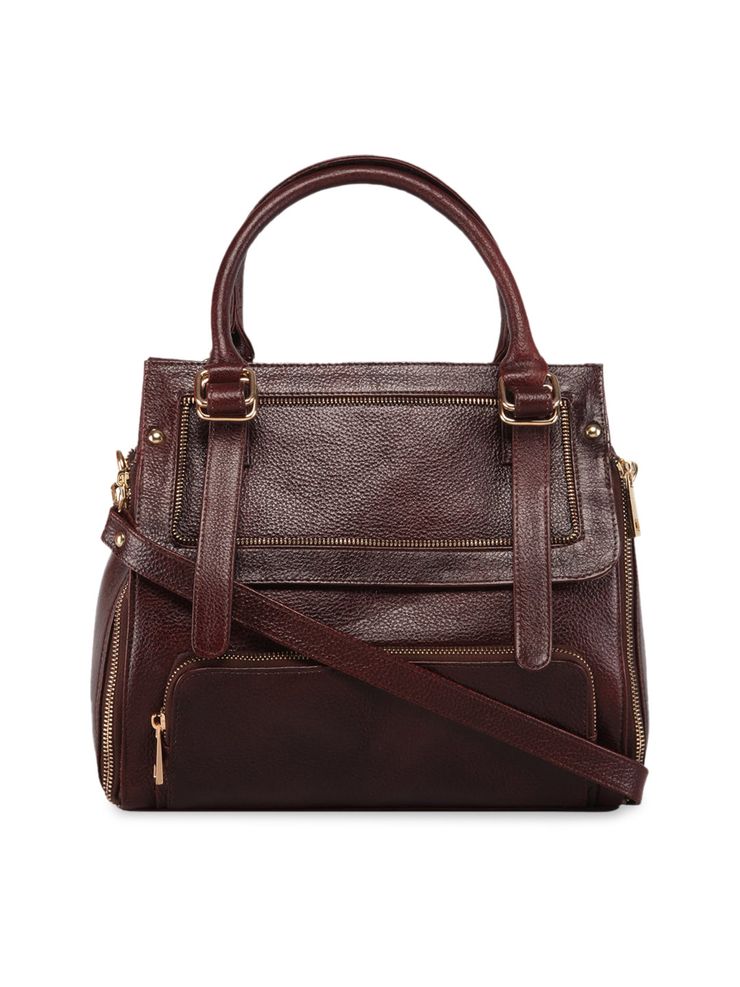 Buy GENWAYNE Brown Leather Structured Handheld Bag Handbags for Women