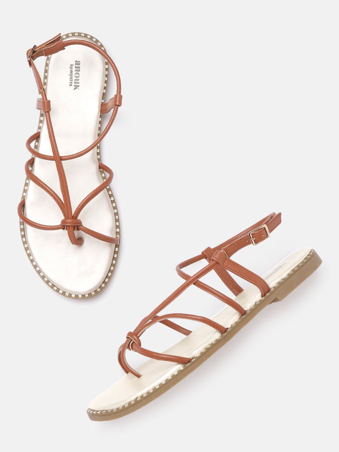 Buy Anouk Women Tan Brown Solid One Toe Flats Flats for Women