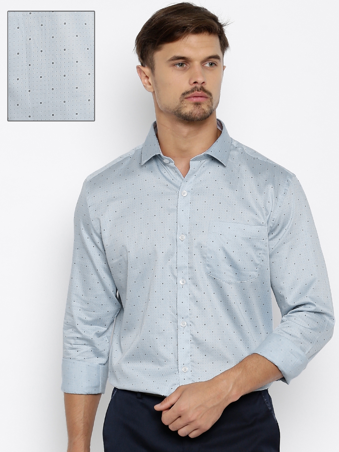 Buy CODE By Lifestyle Men Blue Slim Fit Printed Formal Shirt - Shirts ...