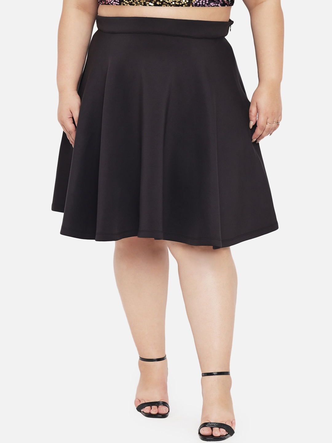 Buy Wild U Women Plus Size Black Flared Mini Skirt - Skirts for Women ...