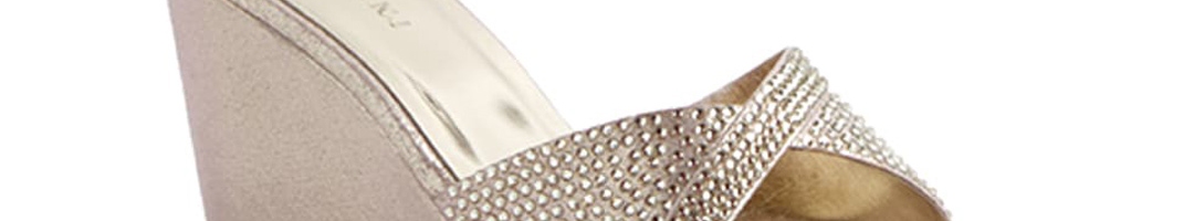 Buy ERIDANI Gold Toned Embellished Wedge Heels - Heels for Women ...