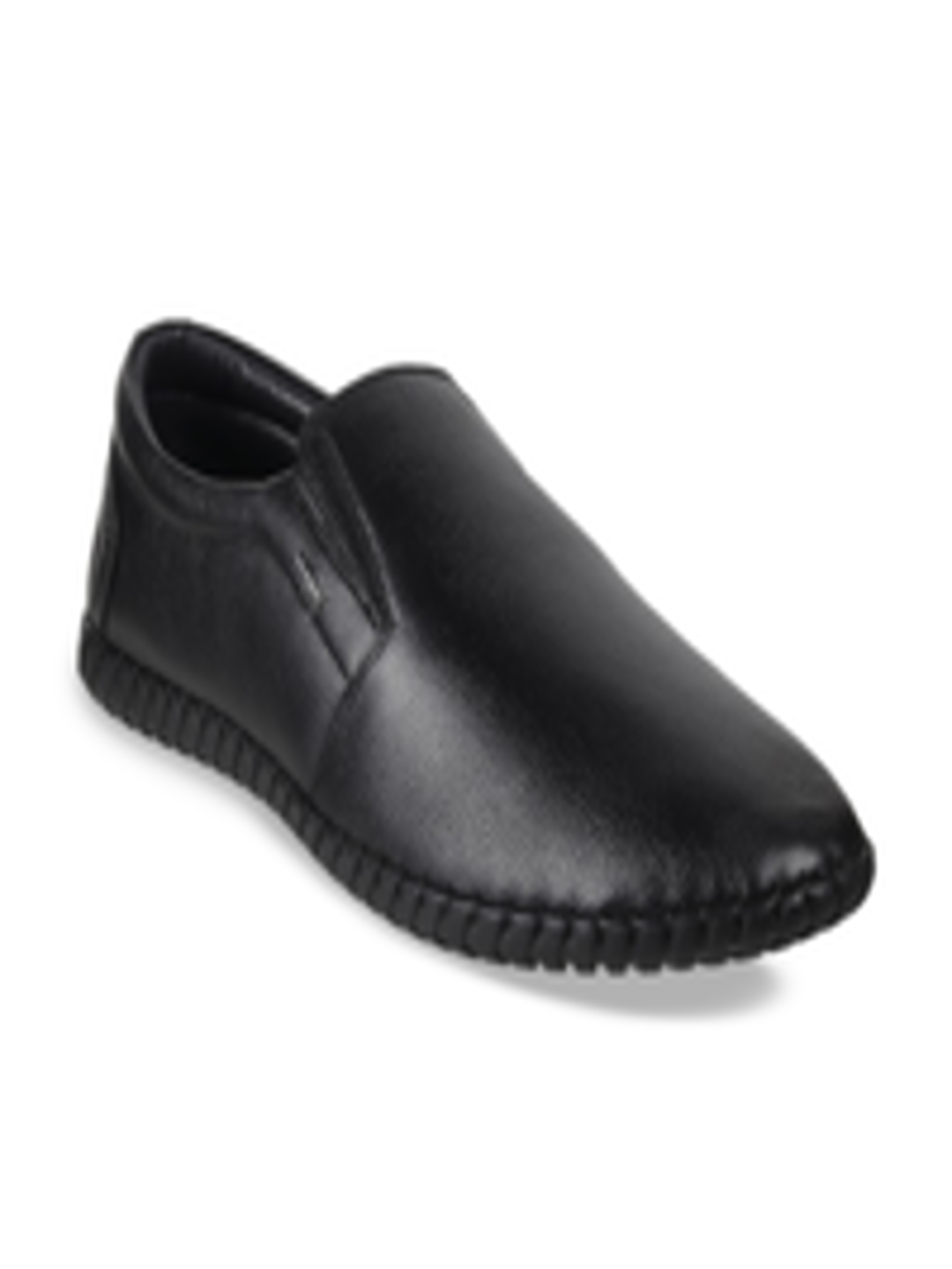 Buy Mochi Men Black Leather Slip On Shoes - Formal Shoes for Men ...