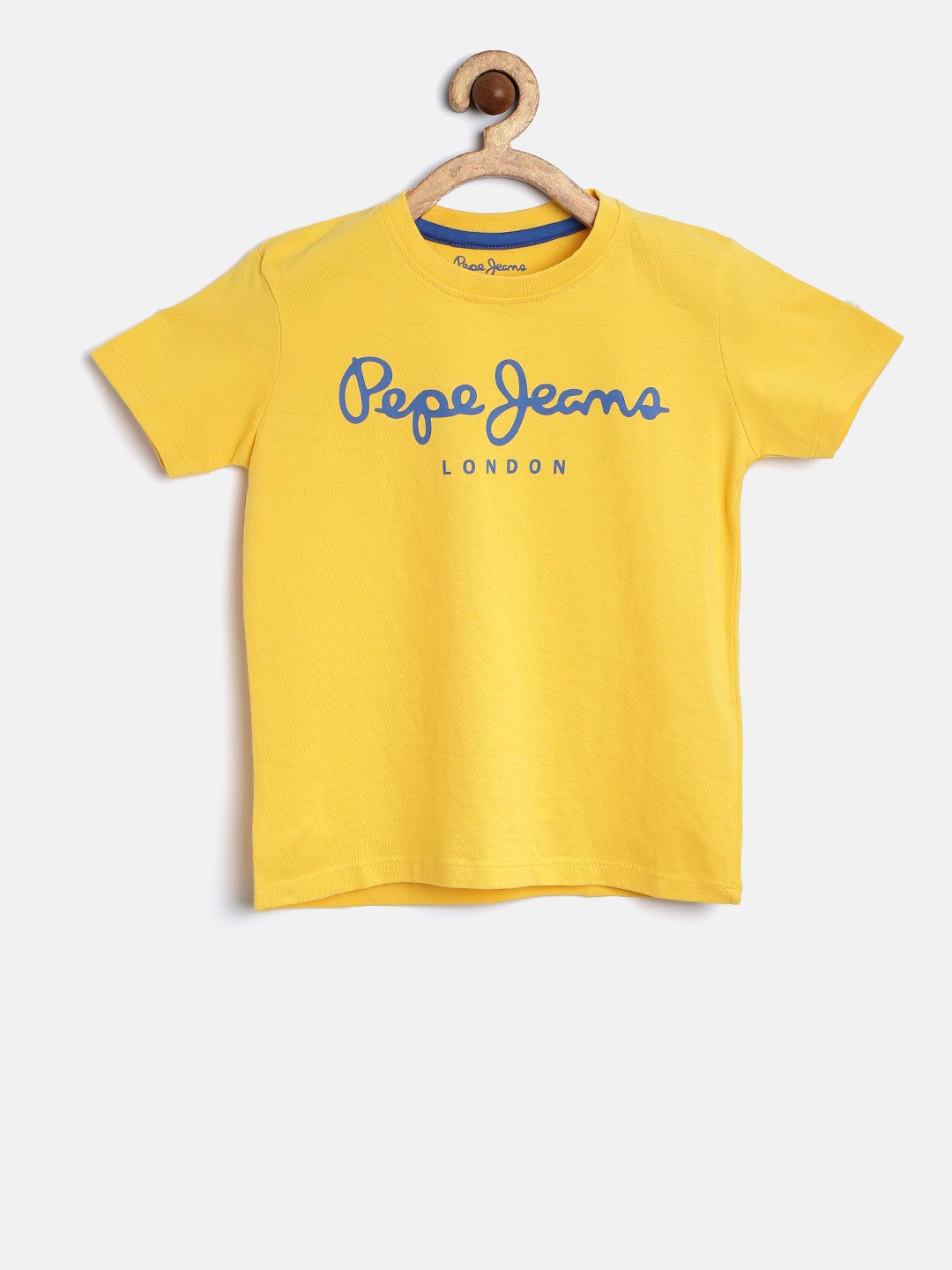 Buy Pepe Jeans Boys Yellow Printed Round Neck Pure Cotton T Shirt ...