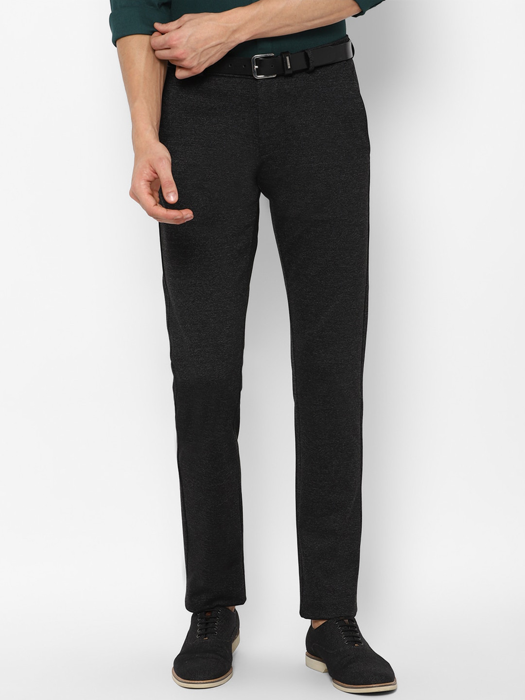 Buy Allen Solly Men Grey Slim Fit Mid Rise Trousers Trousers for Men