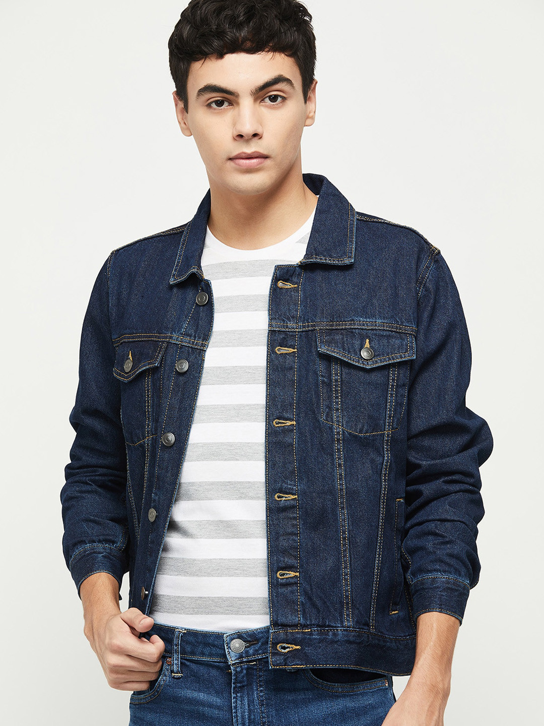 Buy Max Men Navy Blue Denim Jacket Jackets for Men 17721026 Myntra
