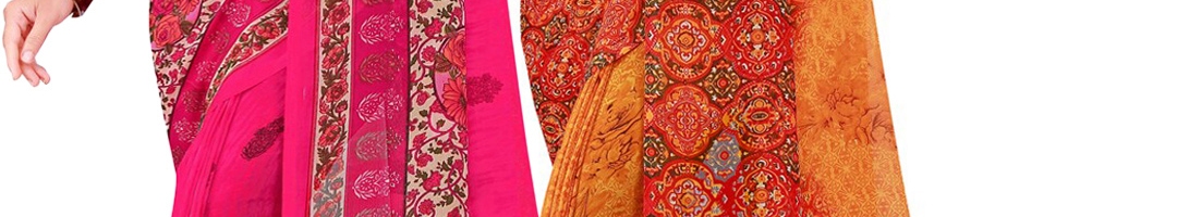 Buy Florence Pack Of 2 Printed Pure Georgette Sarees - Sarees for Women ...
