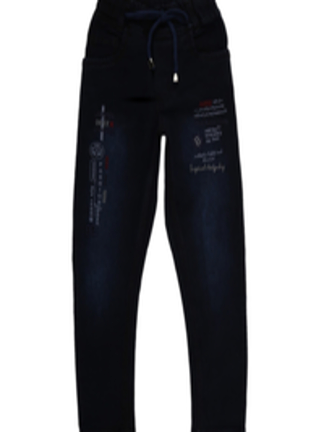 Buy V Mart Boys Navy Blue Printed Mildly Distressed Stretchable Jeans