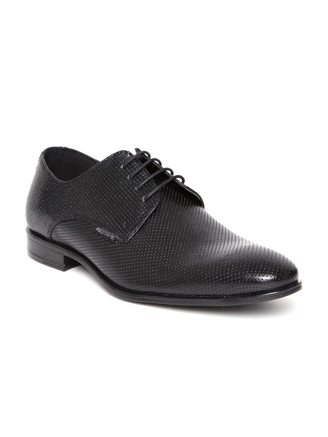 red tape mens black leather formal shoes