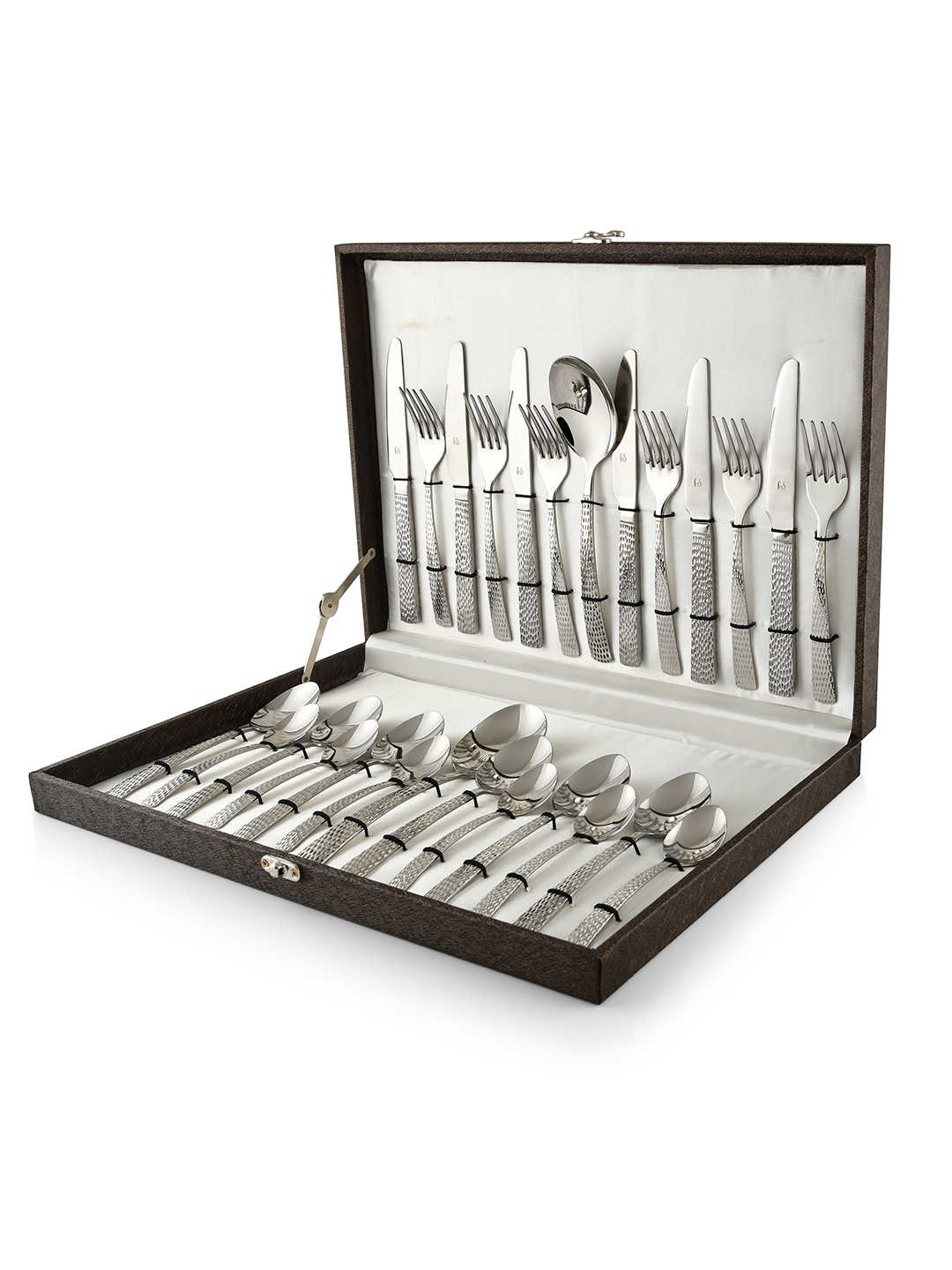 Buy FNS Silver Toned 26 Pieces Cutlery Set With Beautiful Leatherite Box Cutlery Set for