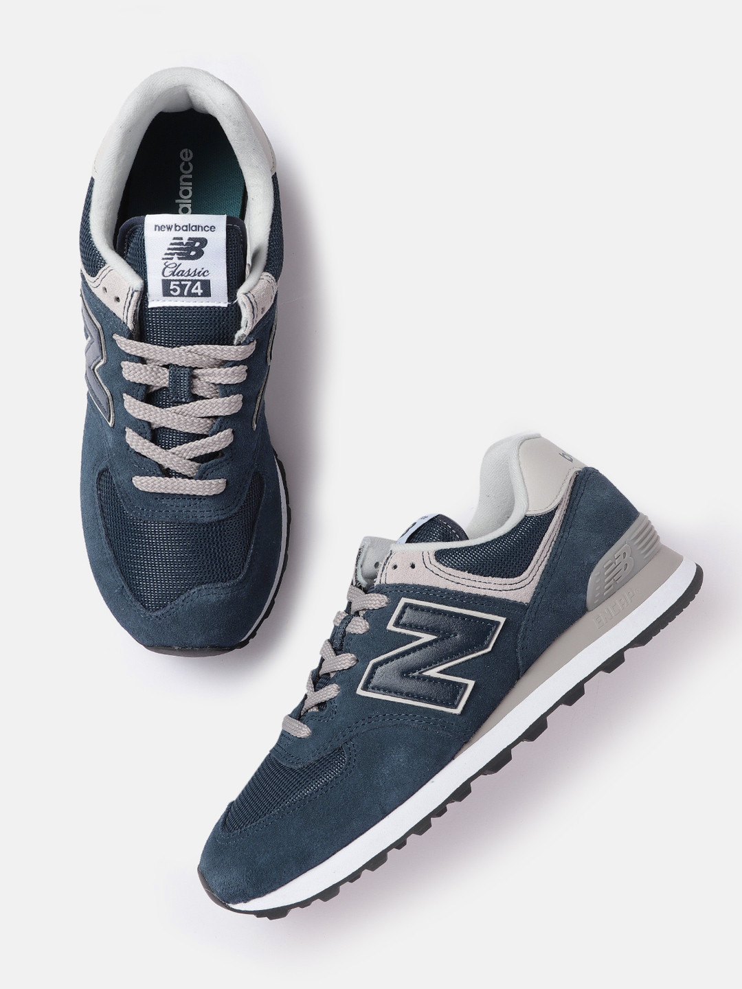 Buy New Balance Men Navy Blue & Grey Colourblocked Suede Sneakers