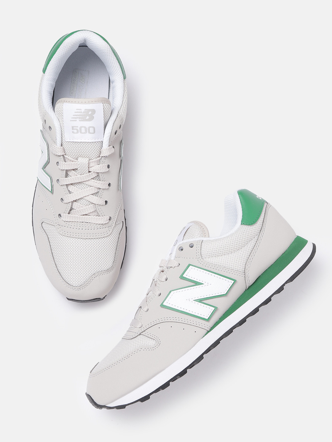 Buy New Balance Men Grey & Green Woven Design Colourblocked Suede