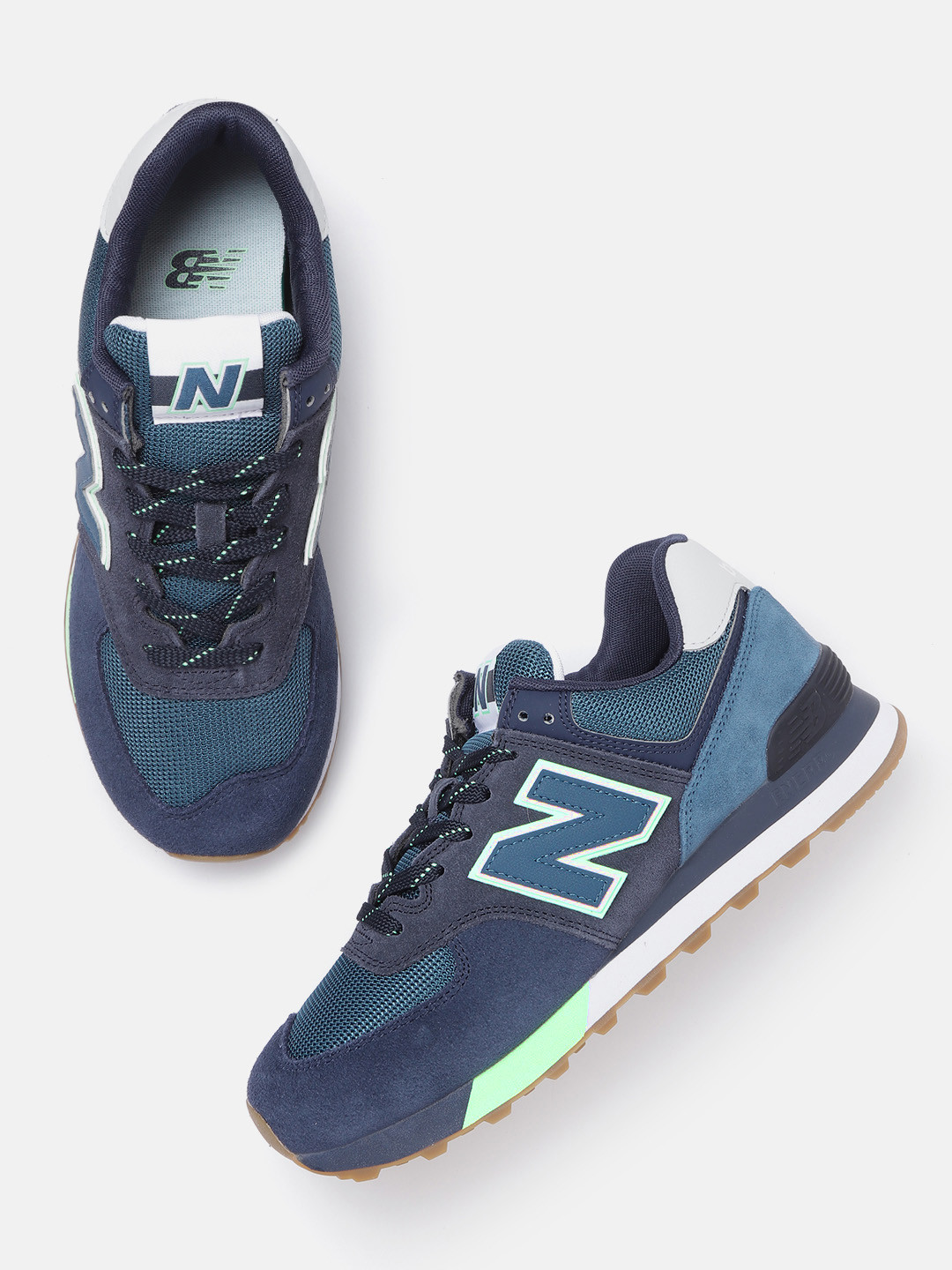 Buy New Balance Men Navy Blue Woven Design Suede Sneakers Casual