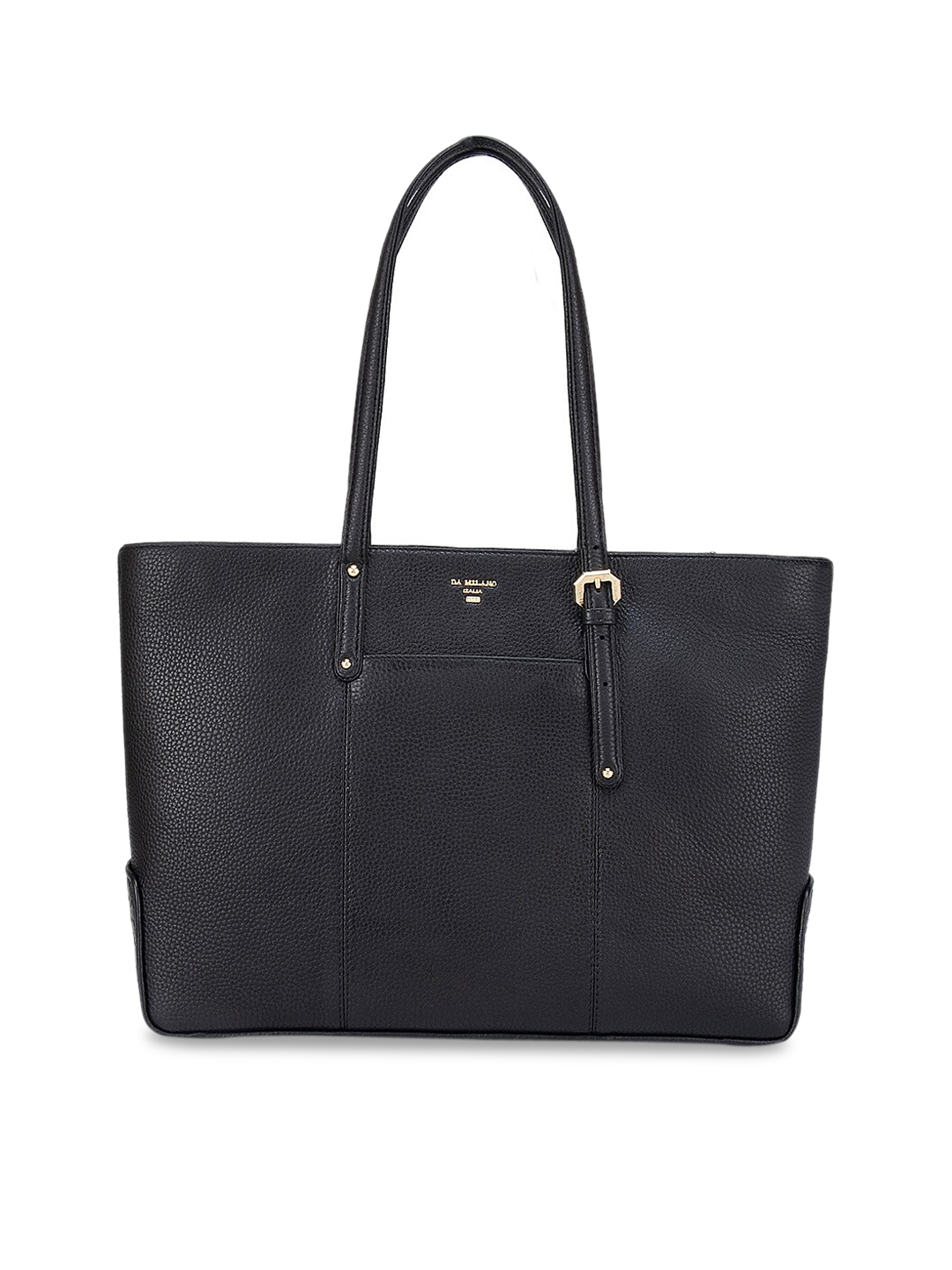 Buy Da Milano Black Solid Leather Structured Shoulder Bag Handbags