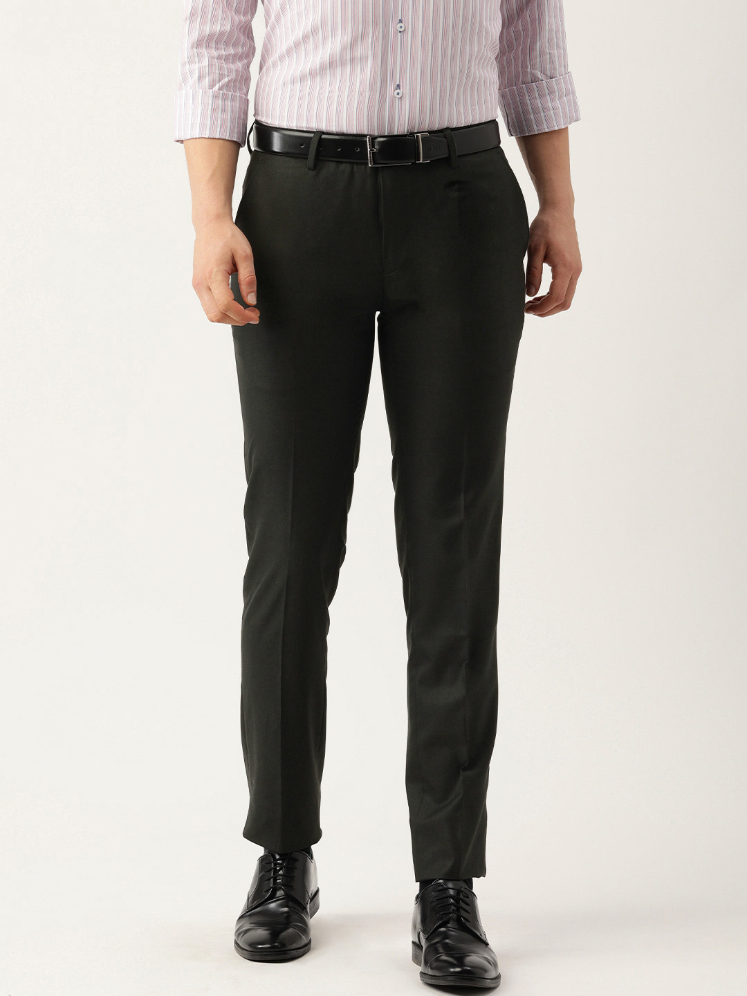 Buy Peter England Men Black Solid Neo Slim Fit Formal Trousers