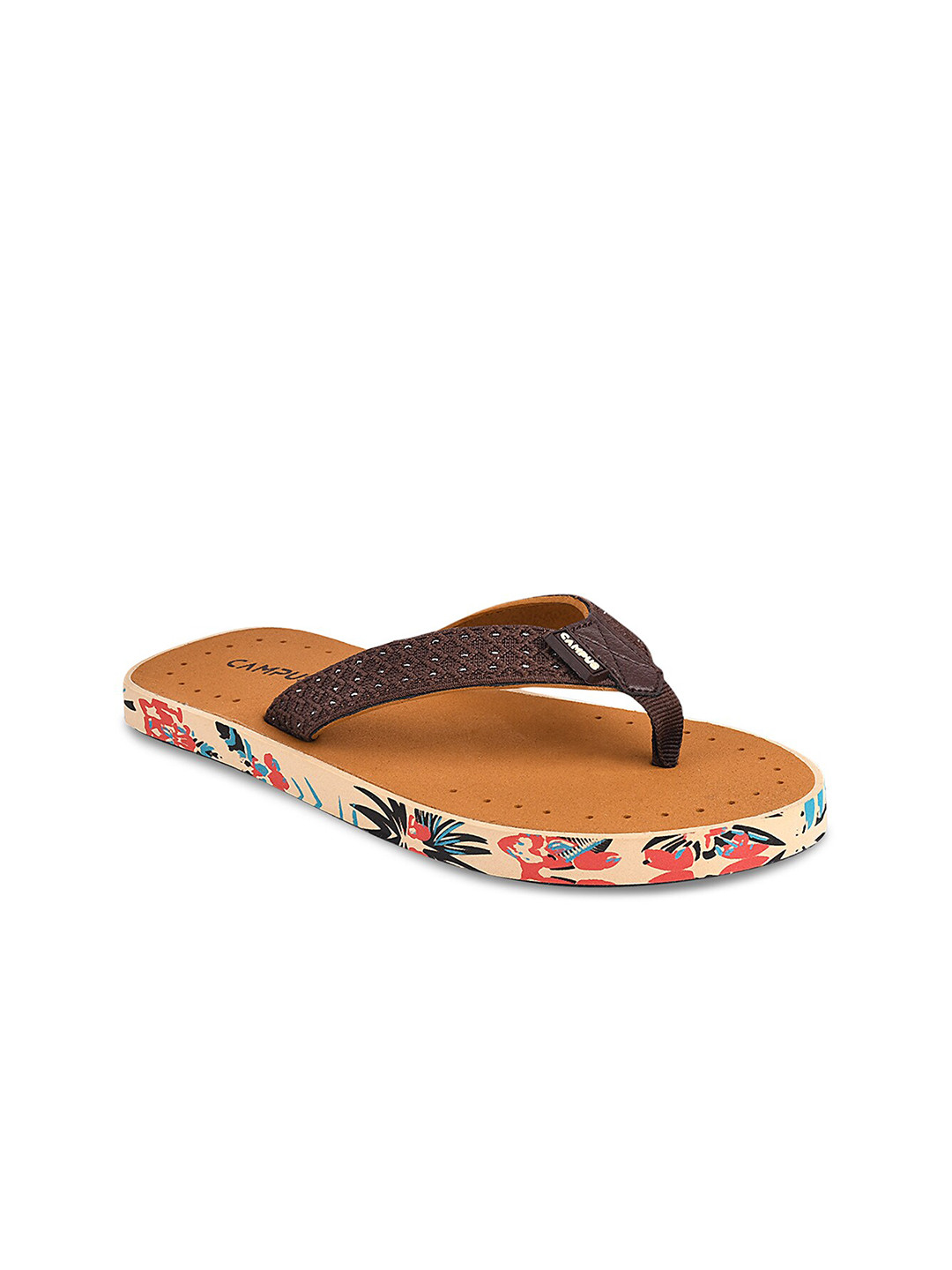 Buy Campus Women Tan Printed Slip On Flip Flops Flip Flops for Women
