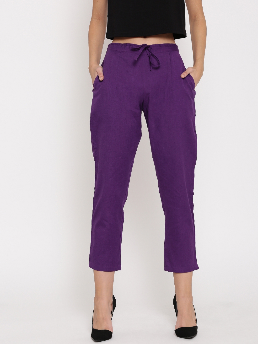 purple tailored trousers