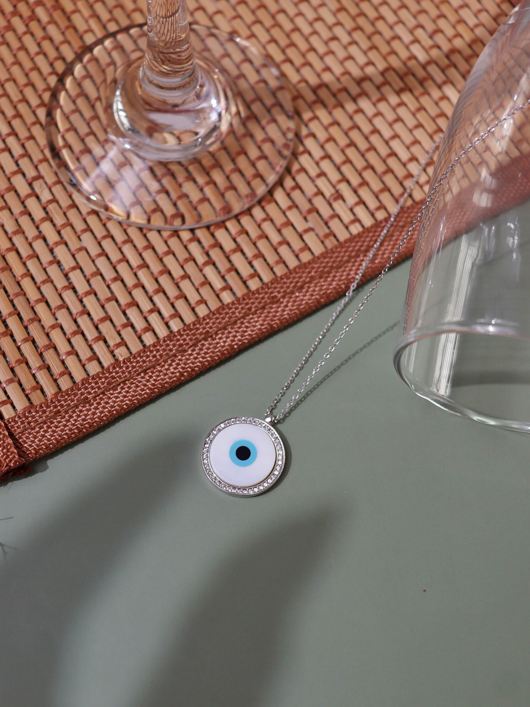 Buy CURIO COTTAGE Women Pure Silver Plated Evil Eye Chain Necklace