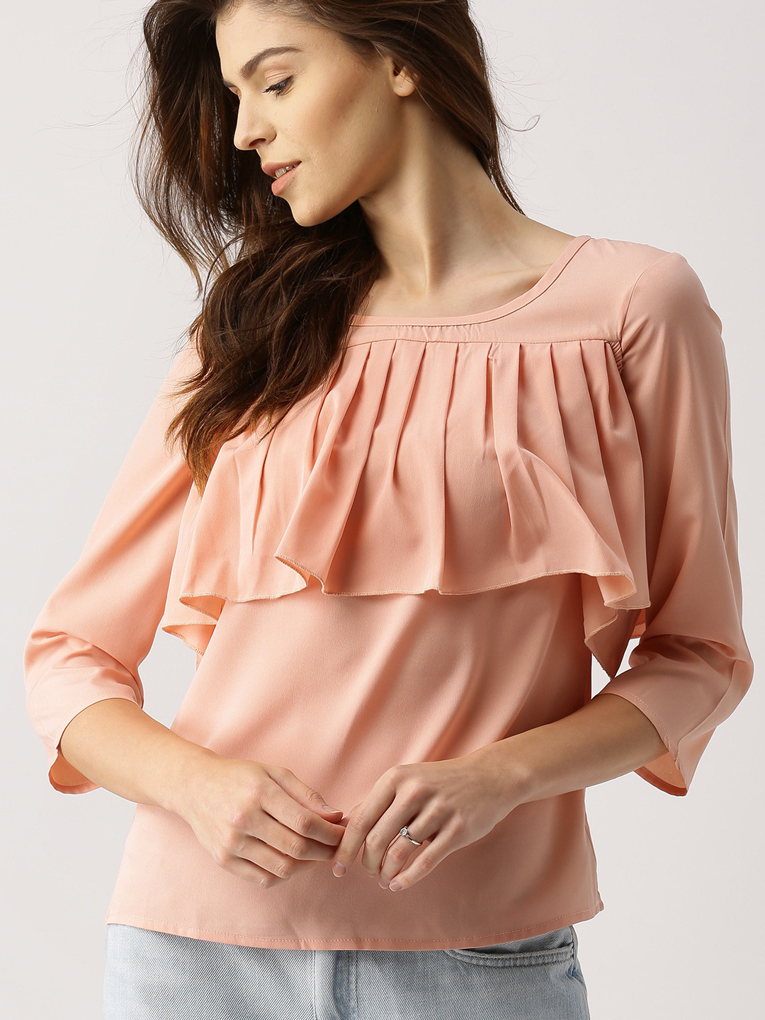 Buy All About You Women Peach Coloured Solid Top Tops for Women