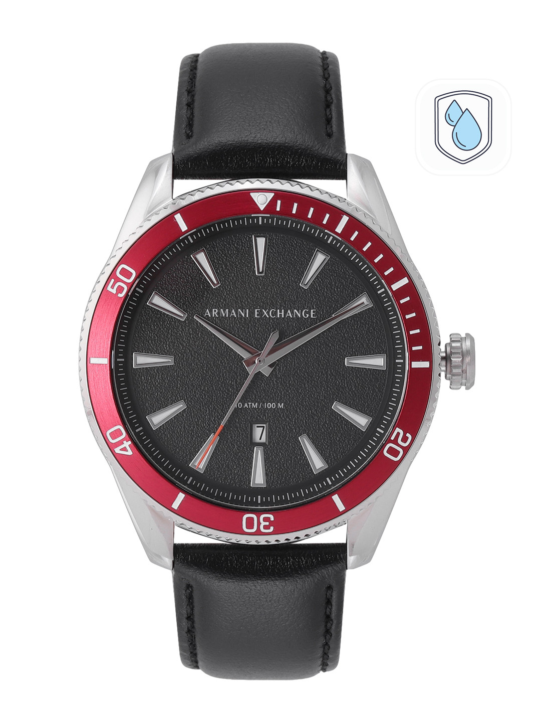 Buy Armani Exchange Men Black Dial & Leather Straps Analogue Watch